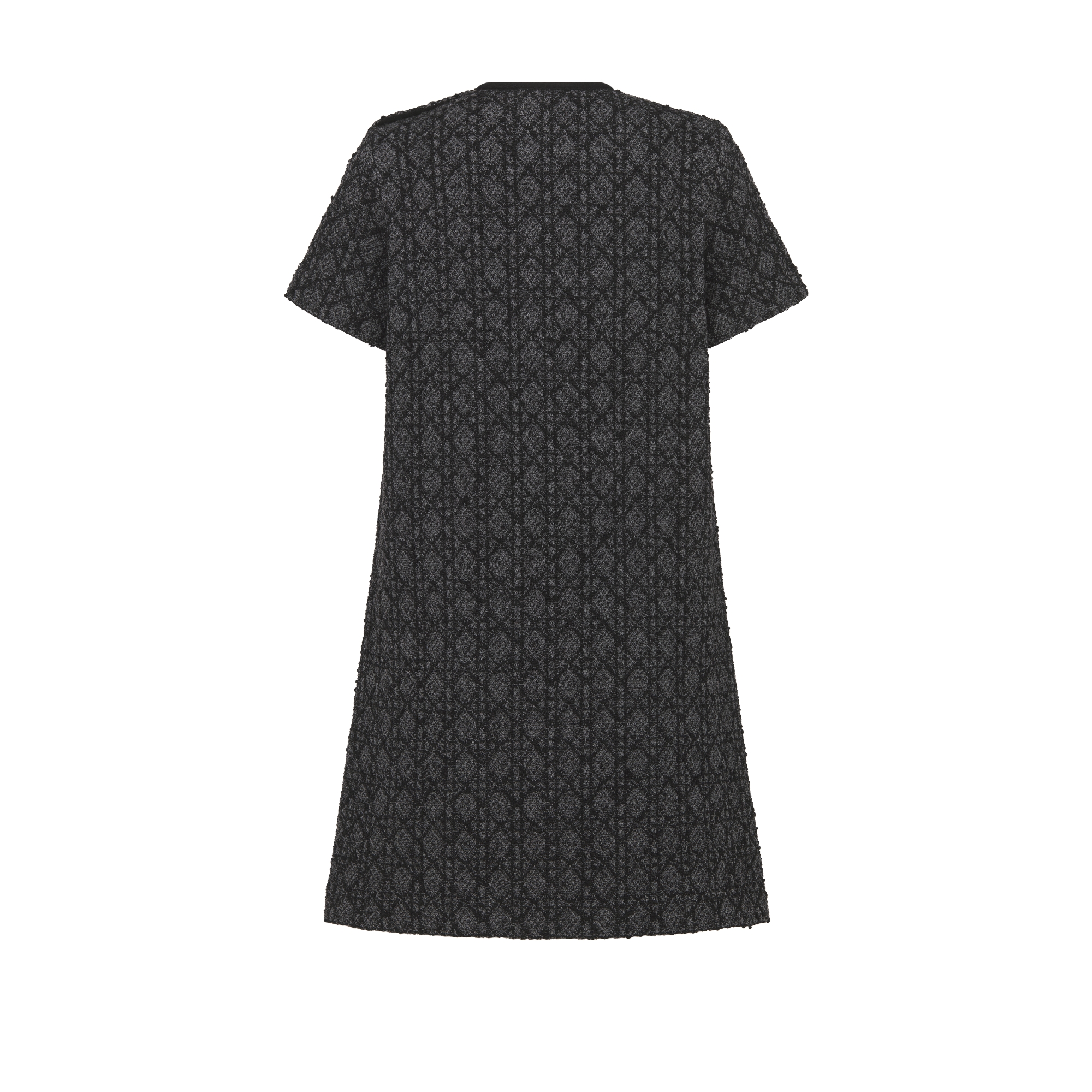 Robe courte Macrocannage Tweed de maille de coton mélangé gris E08