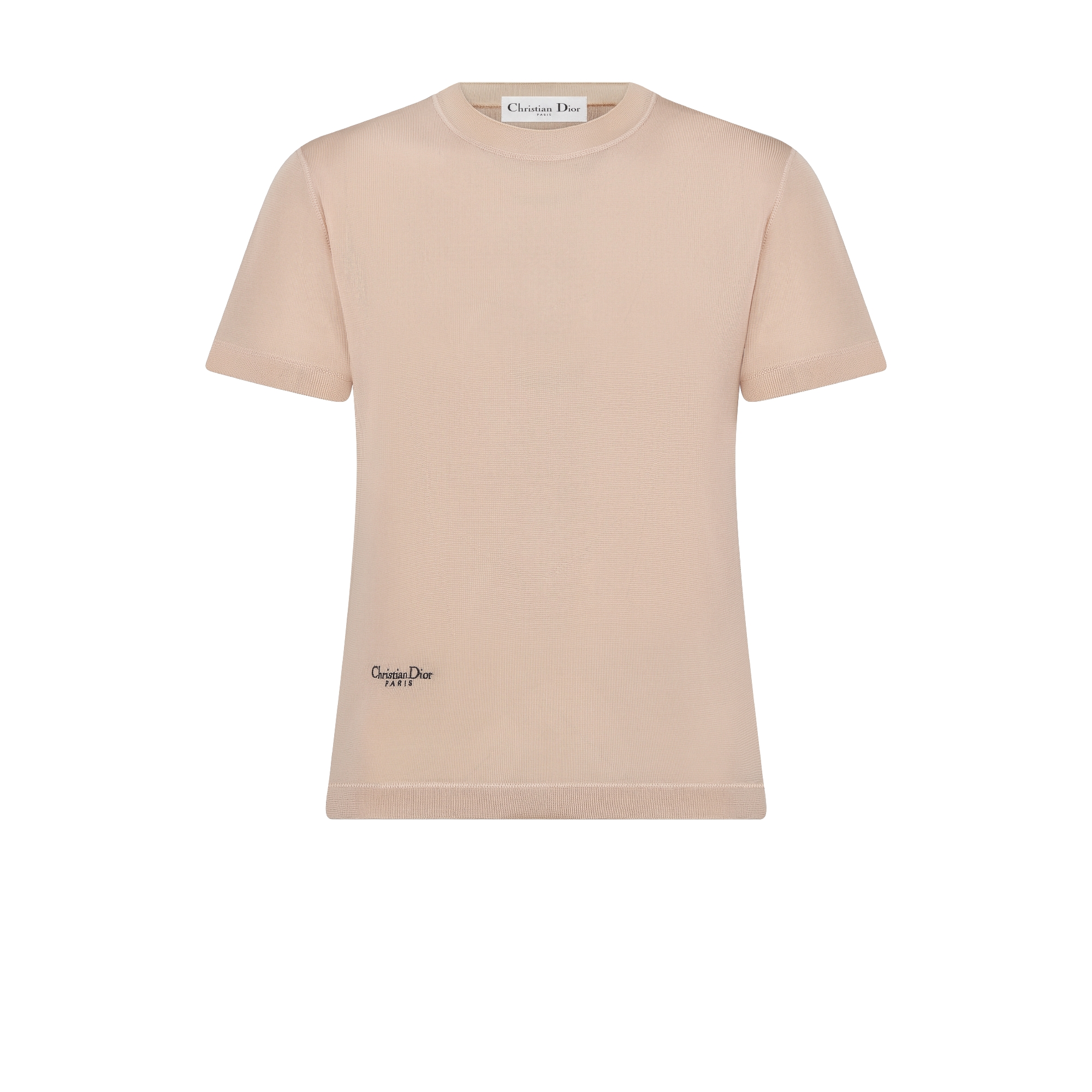 Short-Sleeved Sweater Beige Ribbed Silk Knit | DIOR