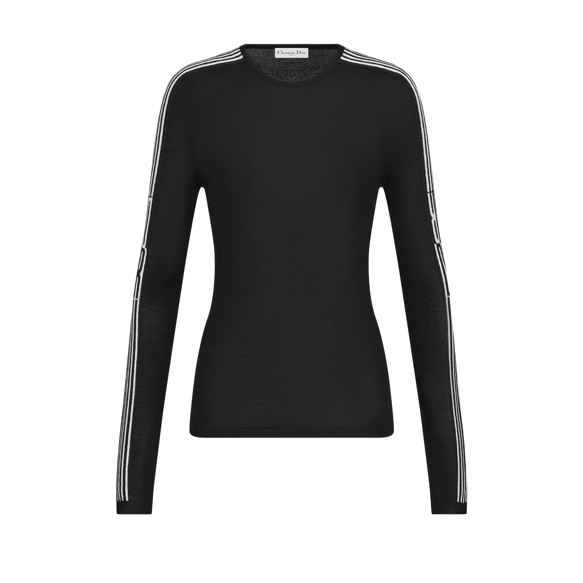 Nauwsluitende DiorAlps-trui Gebreid van zwarte kasjmier en zijde met wit Dior Graphique-motief E01