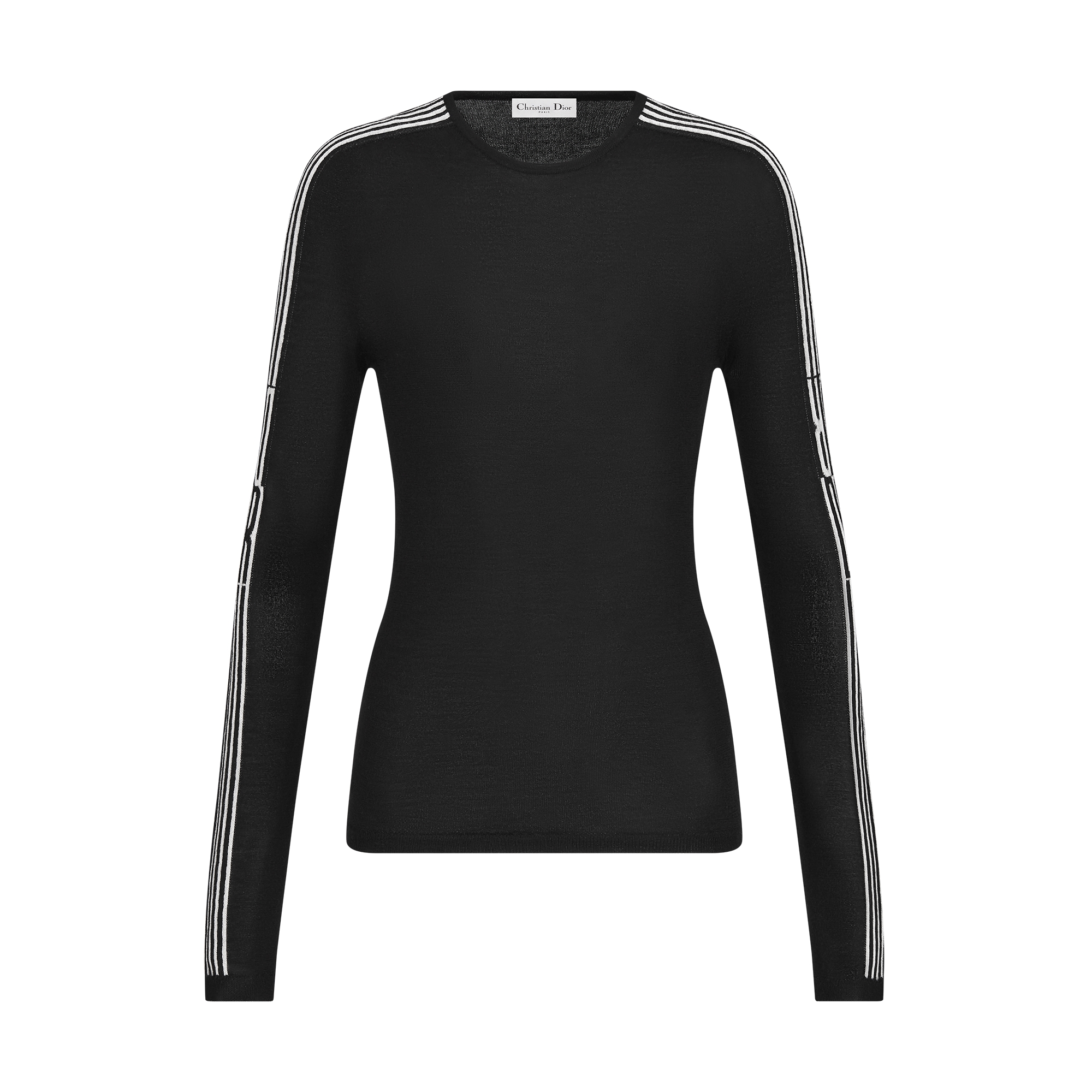 DiorAlps Fitted Sweater Black Cashmere and Silk Knit with White Dior Graphique Motif E01