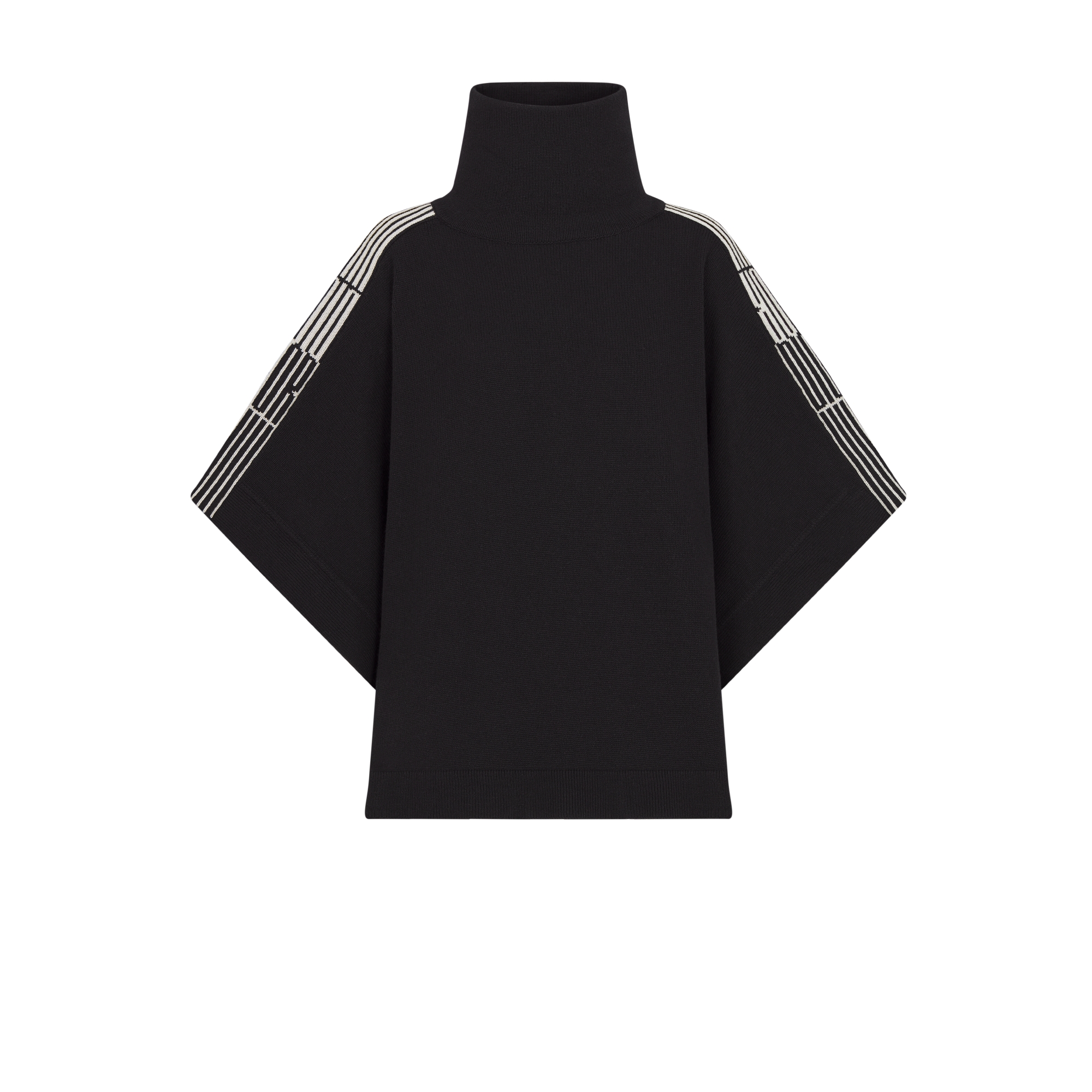 DiorAlps Cape Black Virgin Wool and Cashmere Knit with White Dior Graphique Motif E01