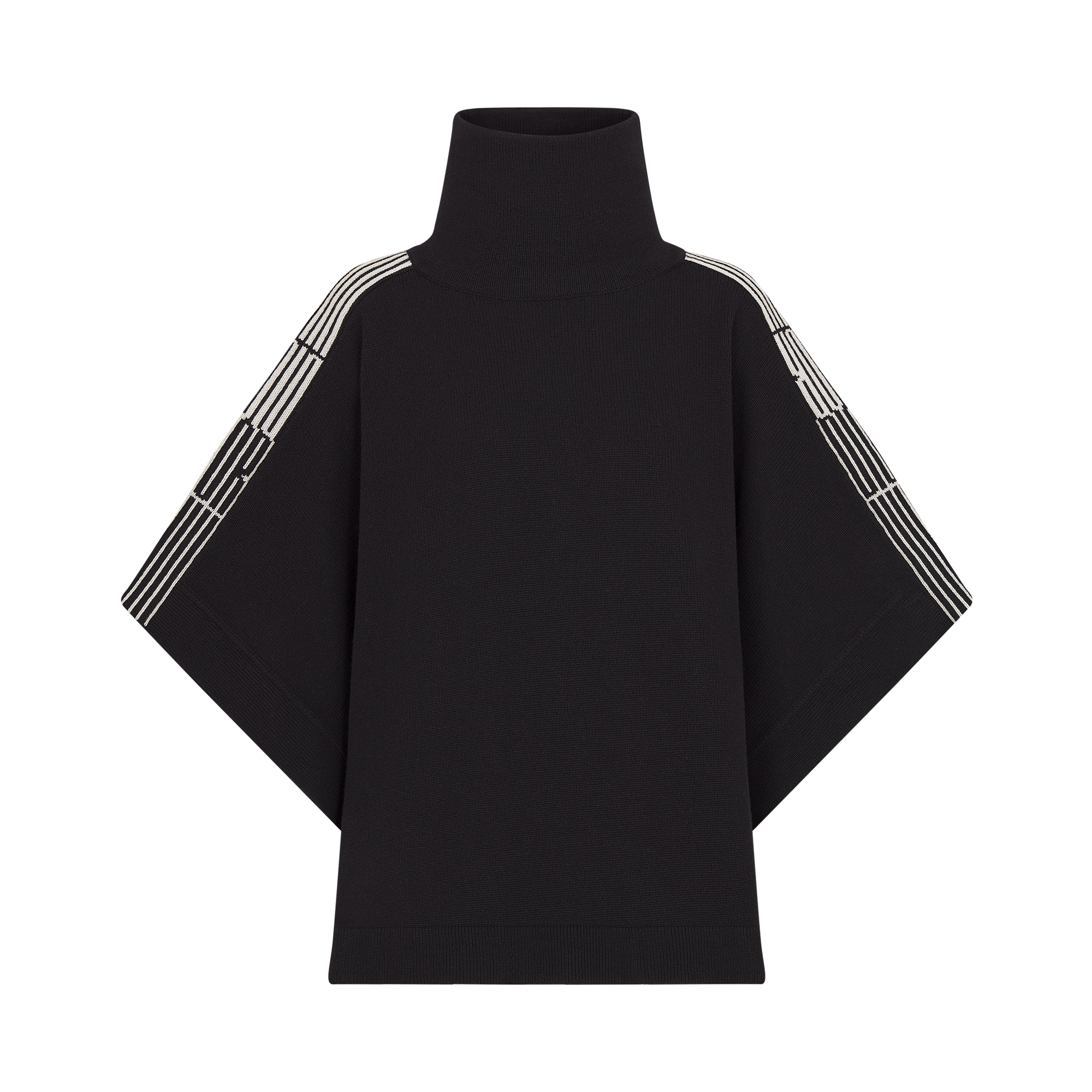 DiorAlps Cape Black Virgin Wool and Cashmere Knit with White Dior Graphique Motif E01