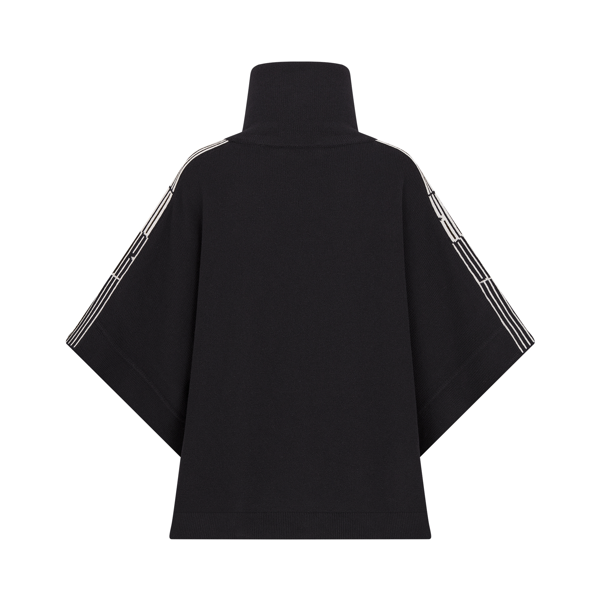 DiorAlps Cape Black Virgin Wool and Cashmere Knit with White Dior Graphique Motif E08