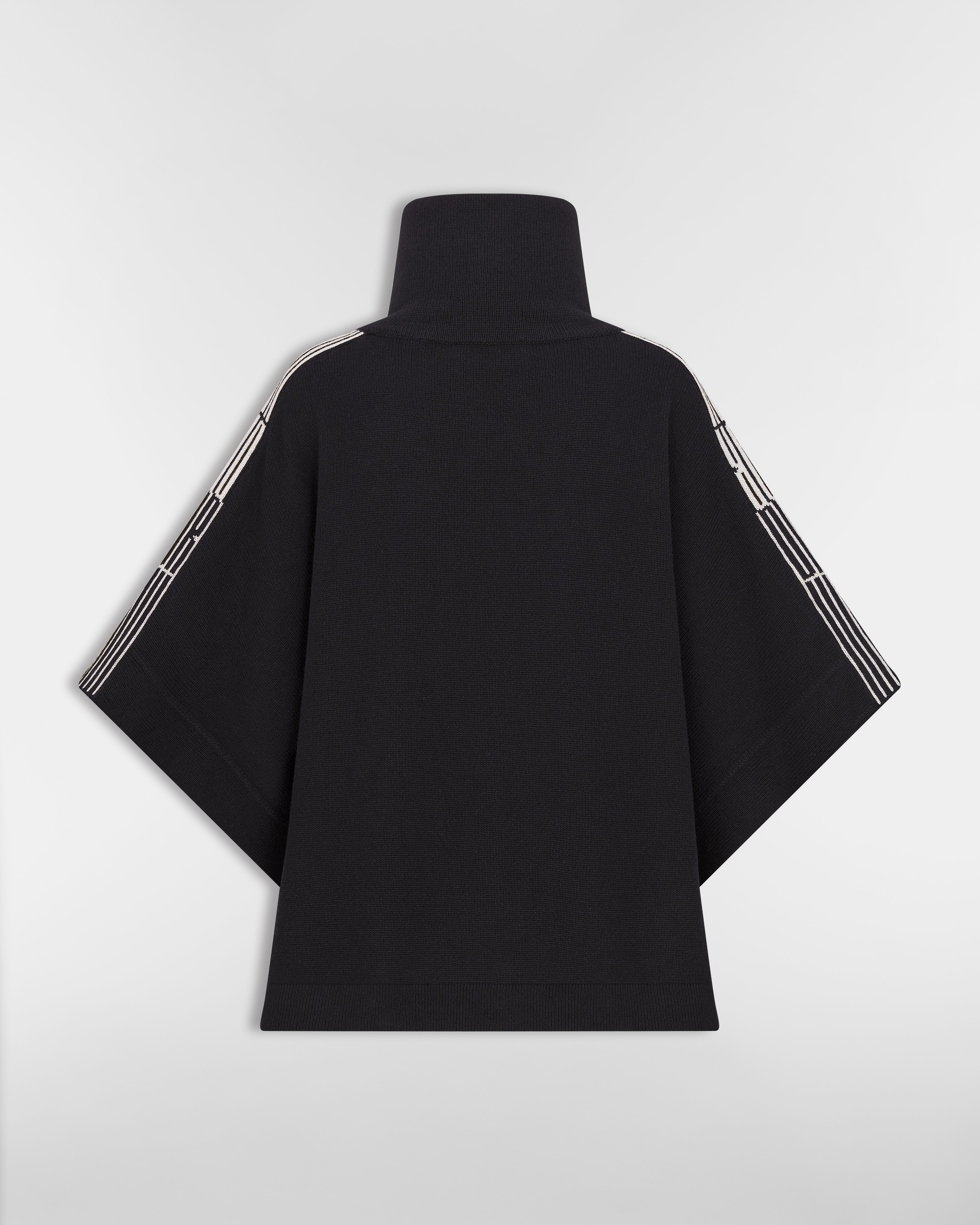 DiorAlps Cape Black Virgin Wool and Cashmere Knit with White Dior Graphique Motif E08