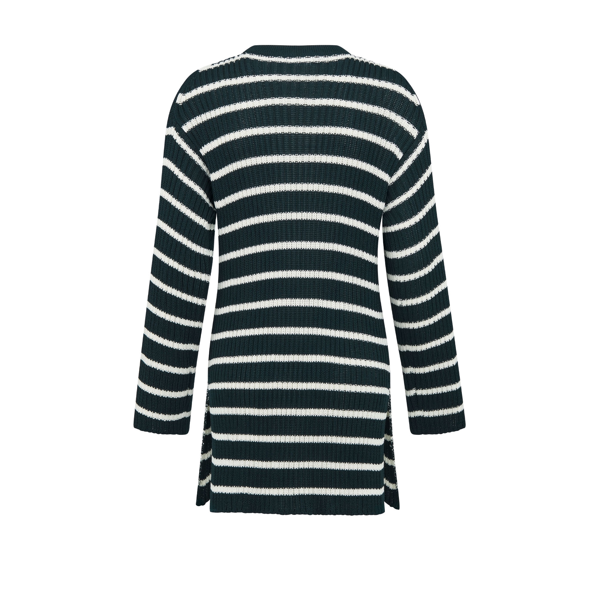 Dioriviera Long Sweater Navy Blue and White D-Stripes Cotton Knit E08