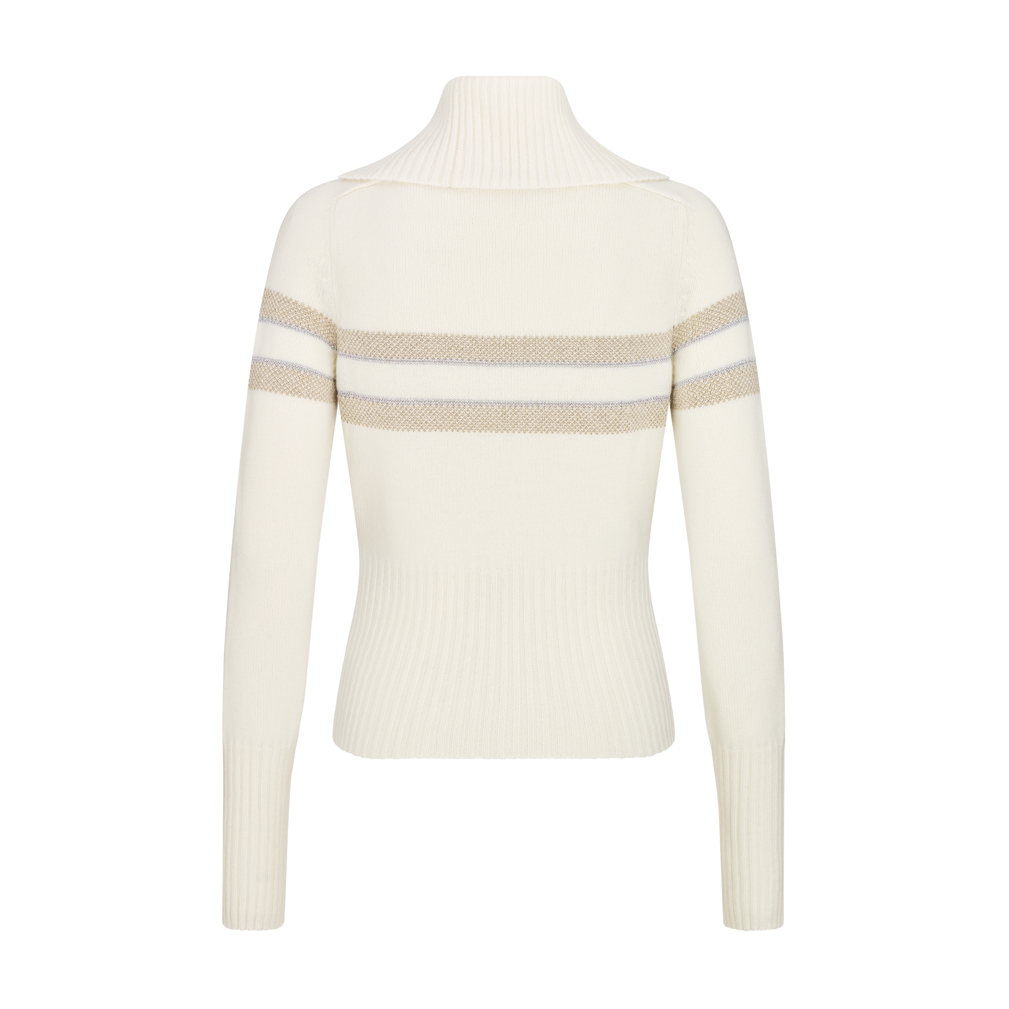 DiorAlps Mock Neck Sweater Ecru Virgin Wool-Cashmere-Blend Knit with Gold-Tone Dior Star Motif E08