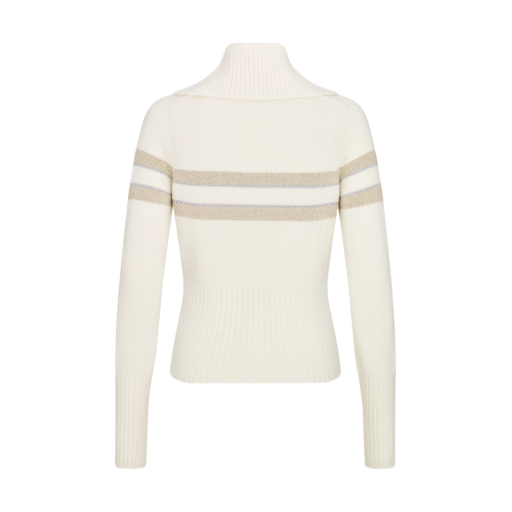 DiorAlps Mock Neck Sweater Ecru Virgin Wool-Cashmere-Blend Knit with Gold-Tone Dior Star Motif E08