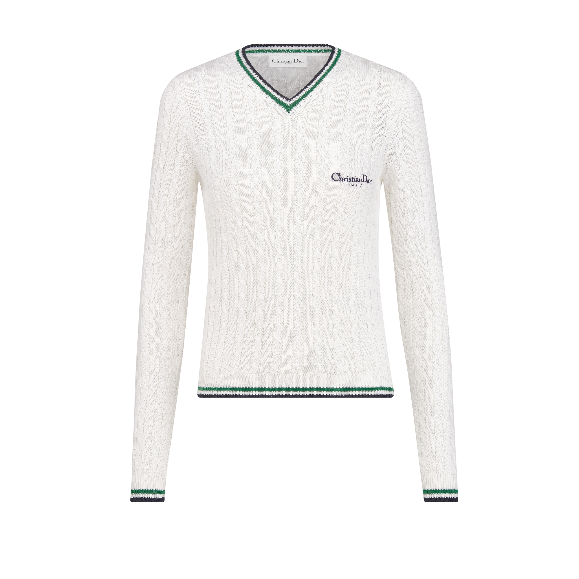 Dior Vibe Sweater Ecru, Black and Pine Green Cotton and Silk