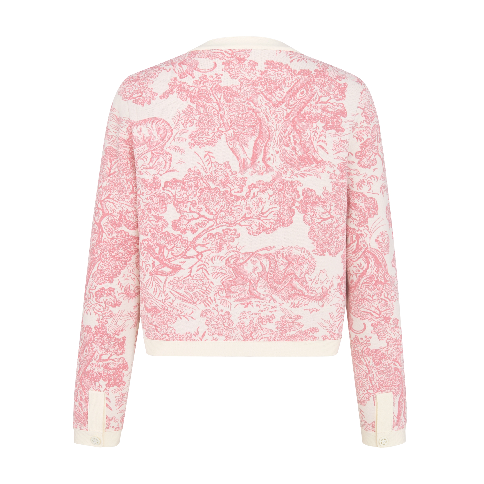 Jaqueta Dioriviera cropped Malha técnica branca com motivo Toile de Jouy Sauvage rosa-flor de cerejeira E08