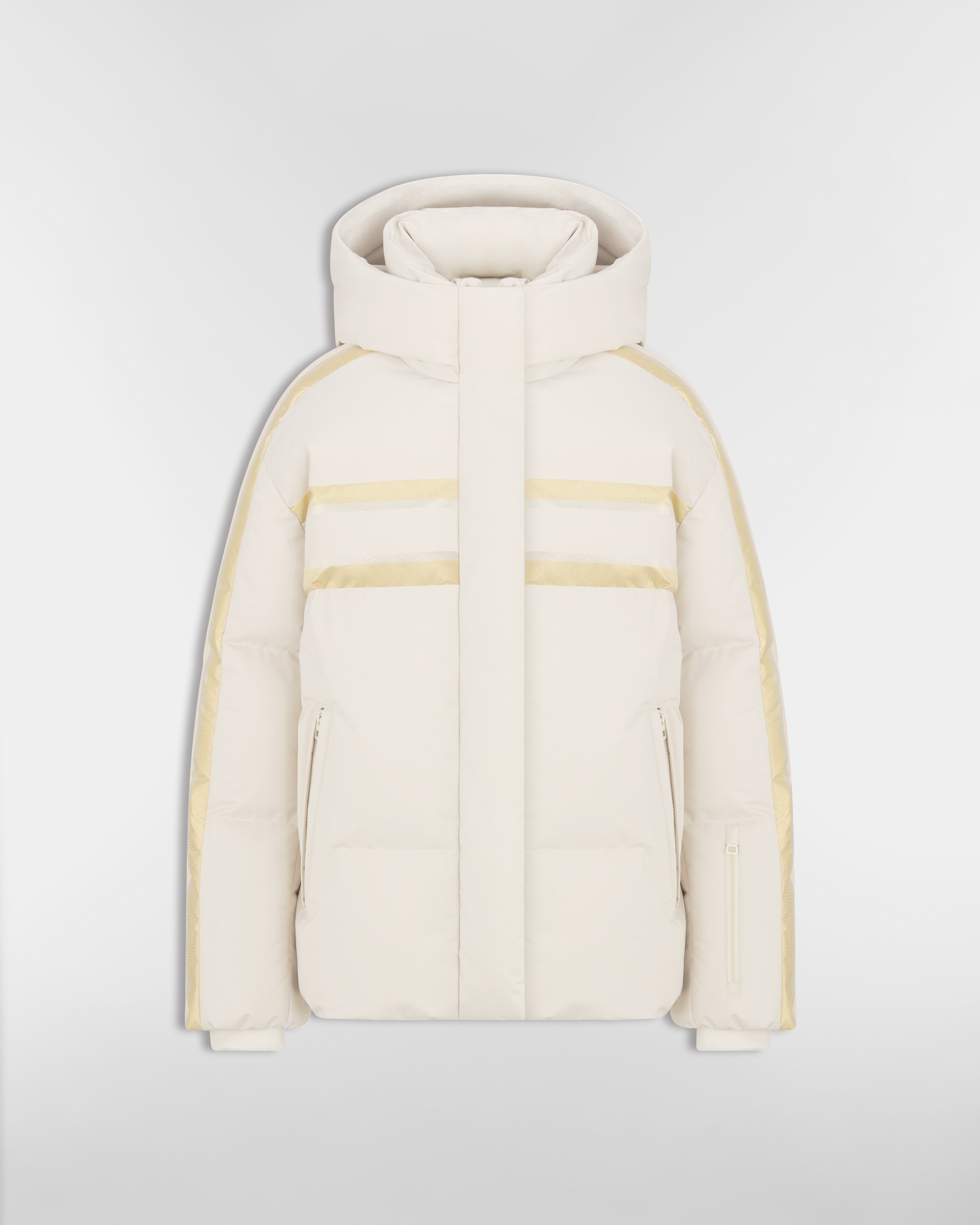 DiorAlps Hooded Puffer Jacket White Quilted Technical Taffeta with Gold-Tone Dior Star Motif E01