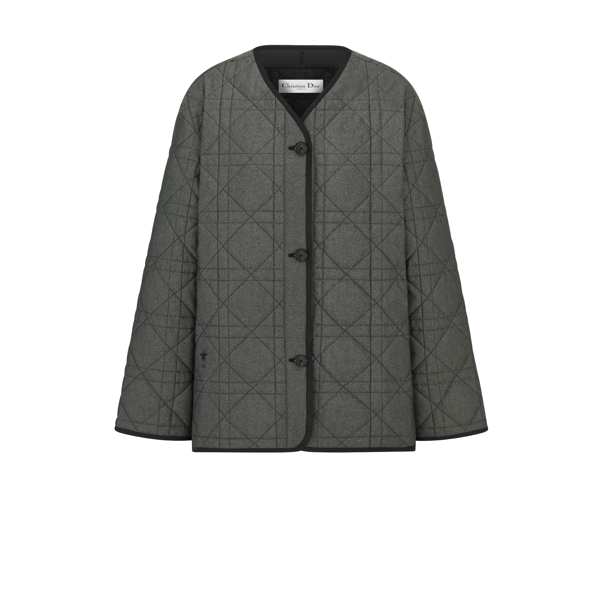 매크로까나쥬 재킷 그레이 헤더 데님-이펙트 퀼트 테크니컬 태피터 E01