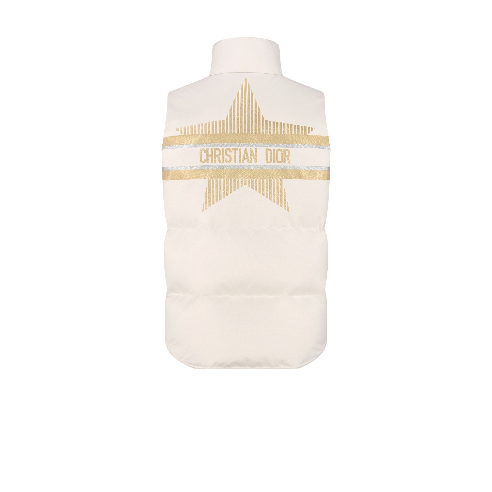 DiorAlps Puffer Vest White Quilted Technical Taffeta with Gold-Tone Dior Star Motif E08