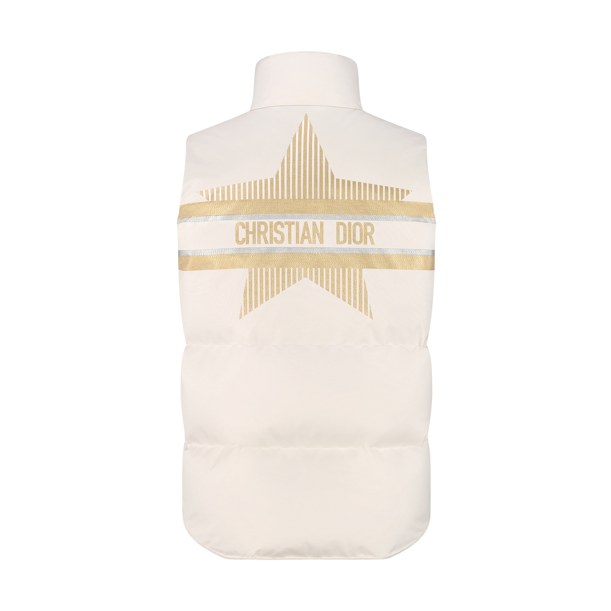 DiorAlps Puffer Vest White Quilted Technical Taffeta with Gold-Tone Dior Star Motif E08