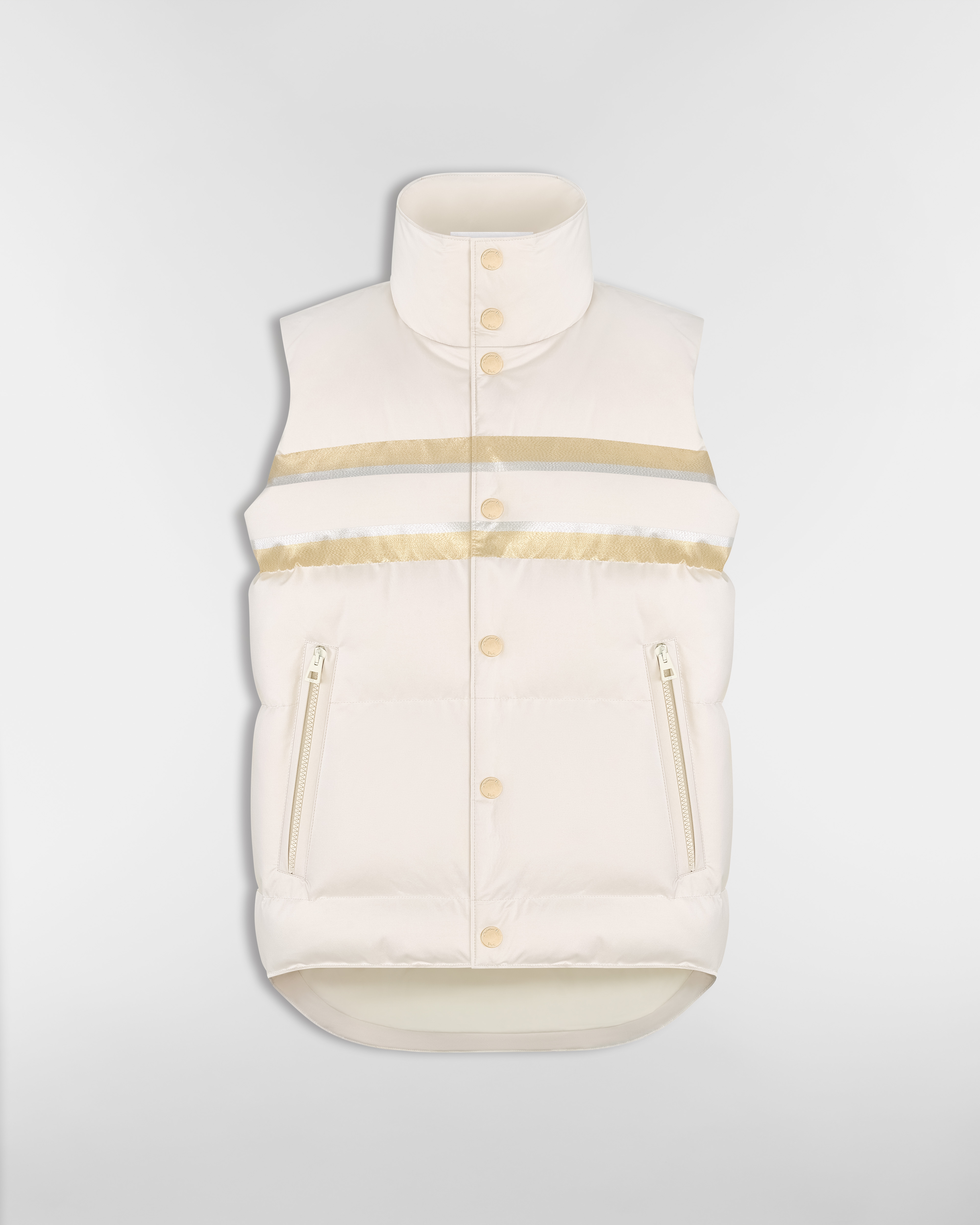DiorAlps Puffer Vest White Quilted Technical Taffeta with Gold-Tone Dior Star Motif E01