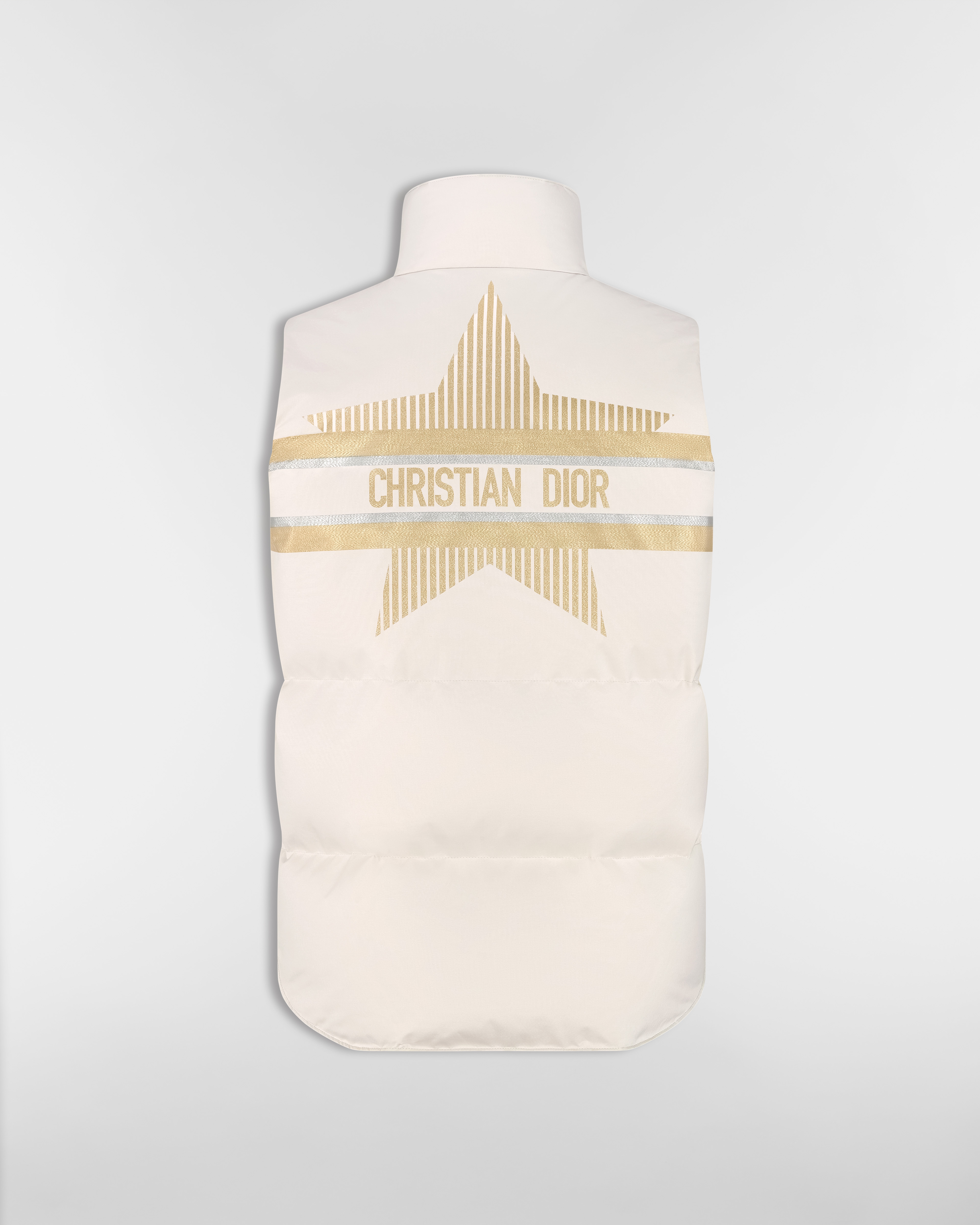 DiorAlps Puffer Vest White Quilted Technical Taffeta with Gold-Tone Dior Star Motif E08