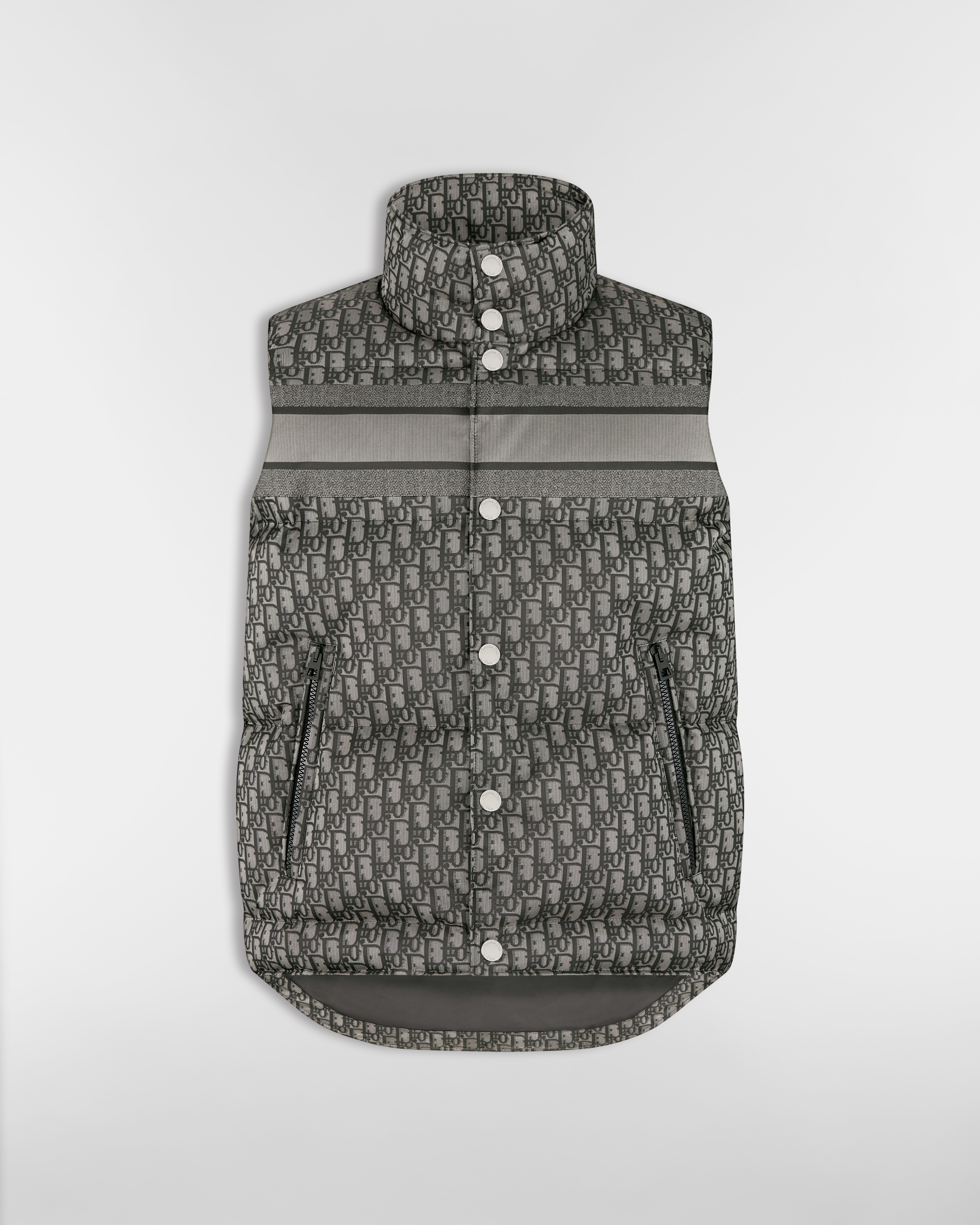 Piumino senza maniche DiorAlps Taffetà tecnico trapuntato con motivo Dior Oblique grigio e nero E01