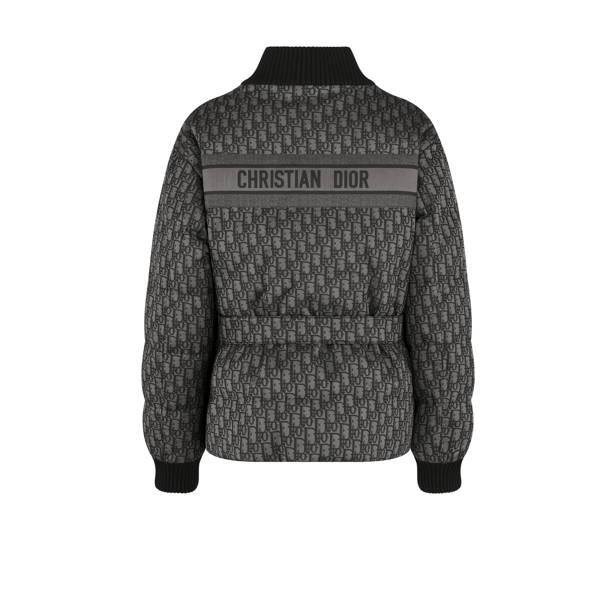 DiorAlps Reversible Belted Jacket Gray and Black Dior Oblique Padded Technical Taffeta E08