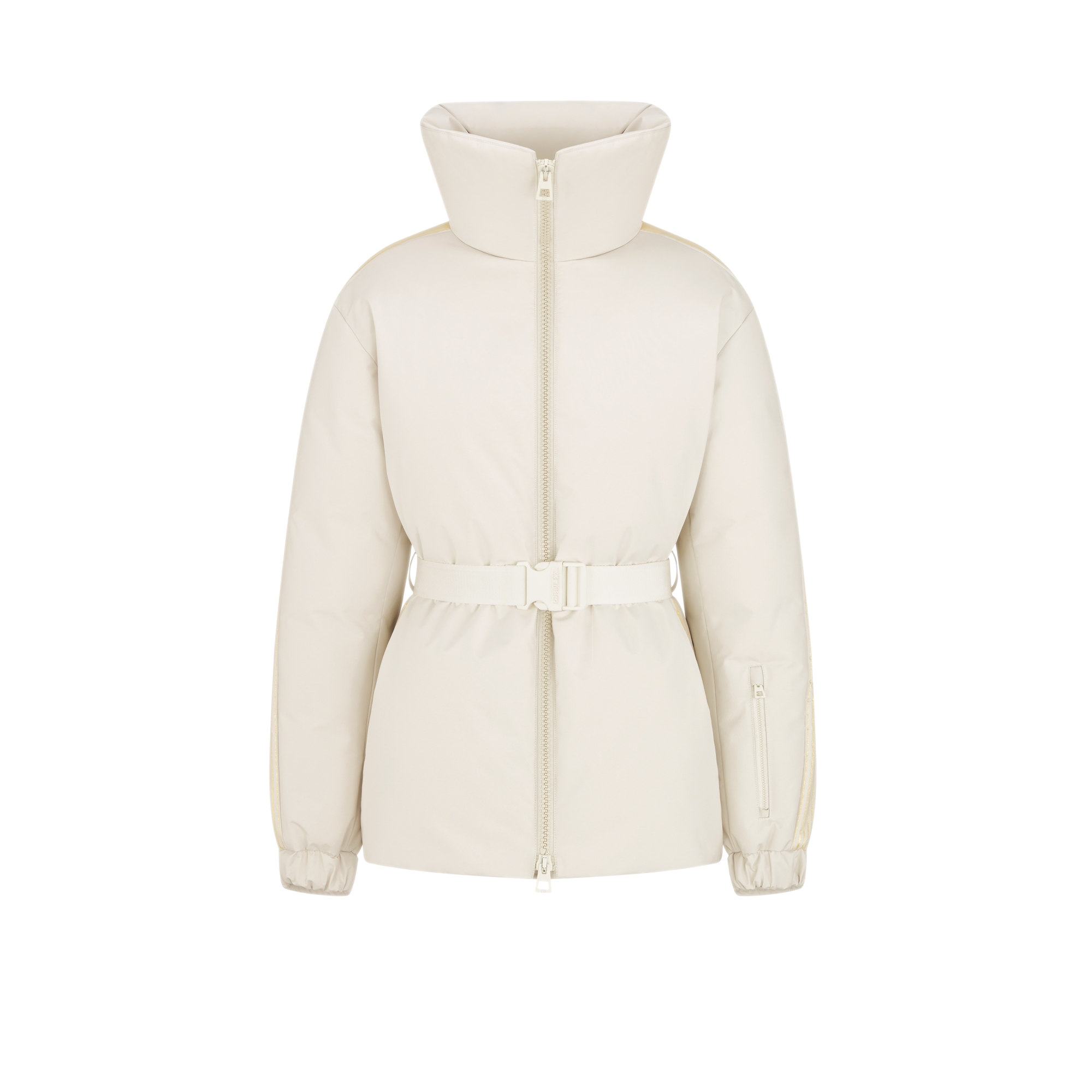 DiorAlps Belted Puffer Jacket White Padded Technical Taffeta with Gold-Tone Dior Graphique Motif E01