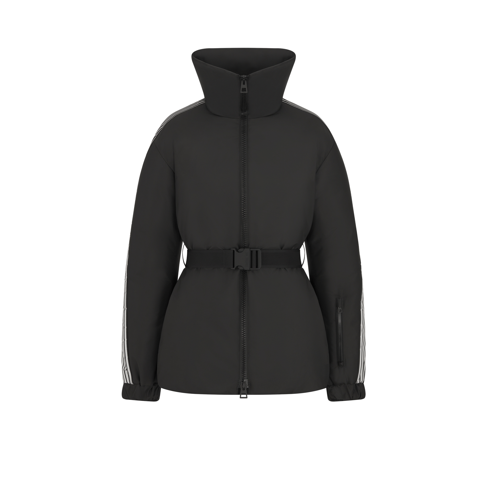 DiorAlps Belted Puffer Jacket Black Padded Technical Taffeta with White Dior Graphique Motif E01