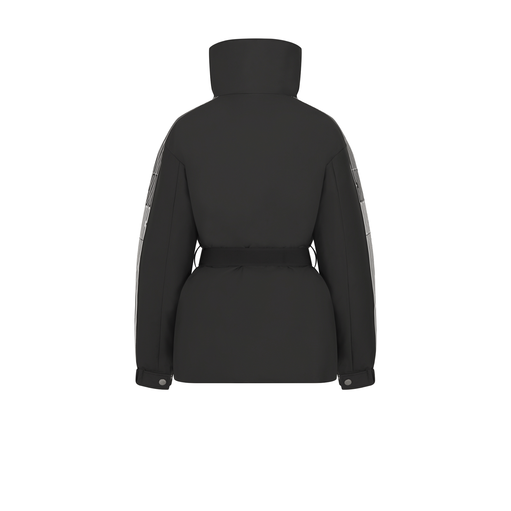 DiorAlps Belted Puffer Jacket Black Padded Technical Taffeta with White Dior Graphique Motif E08