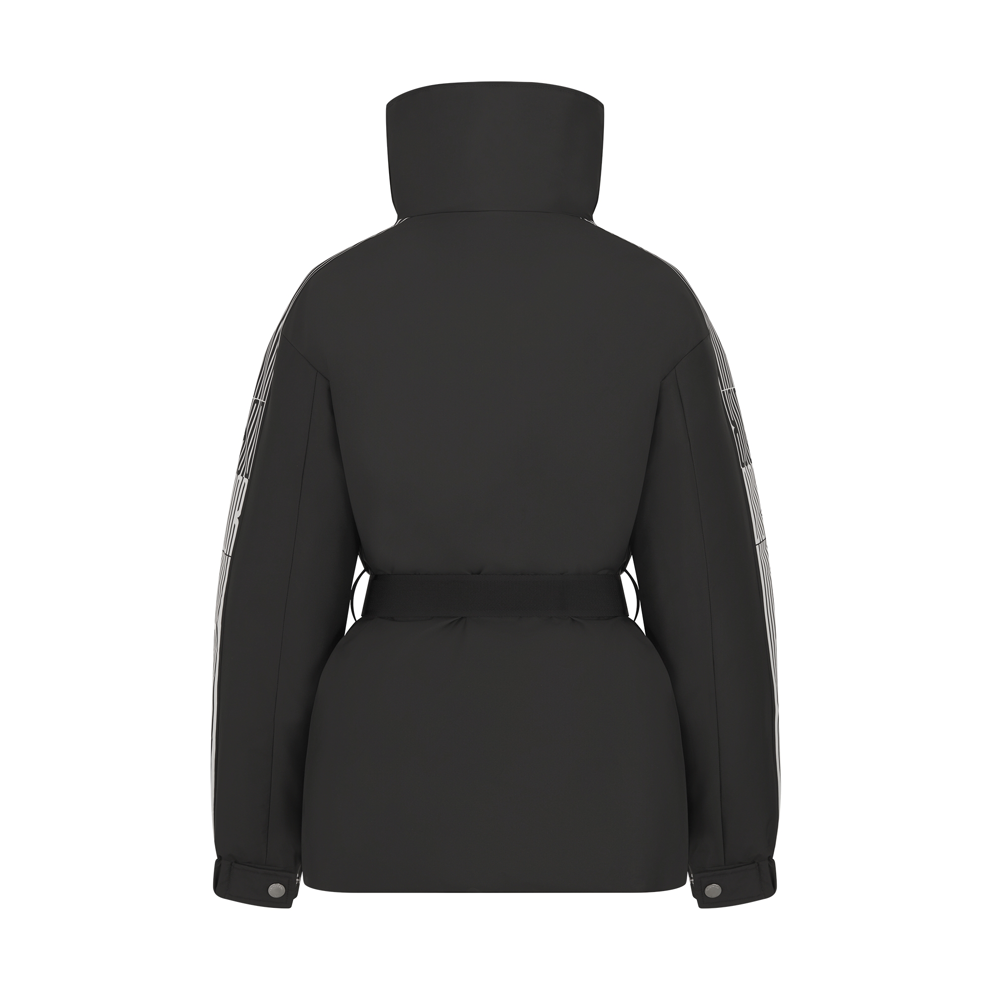 DiorAlps Belted Puffer Jacket Black Padded Technical Taffeta with White Dior Graphique Motif E08