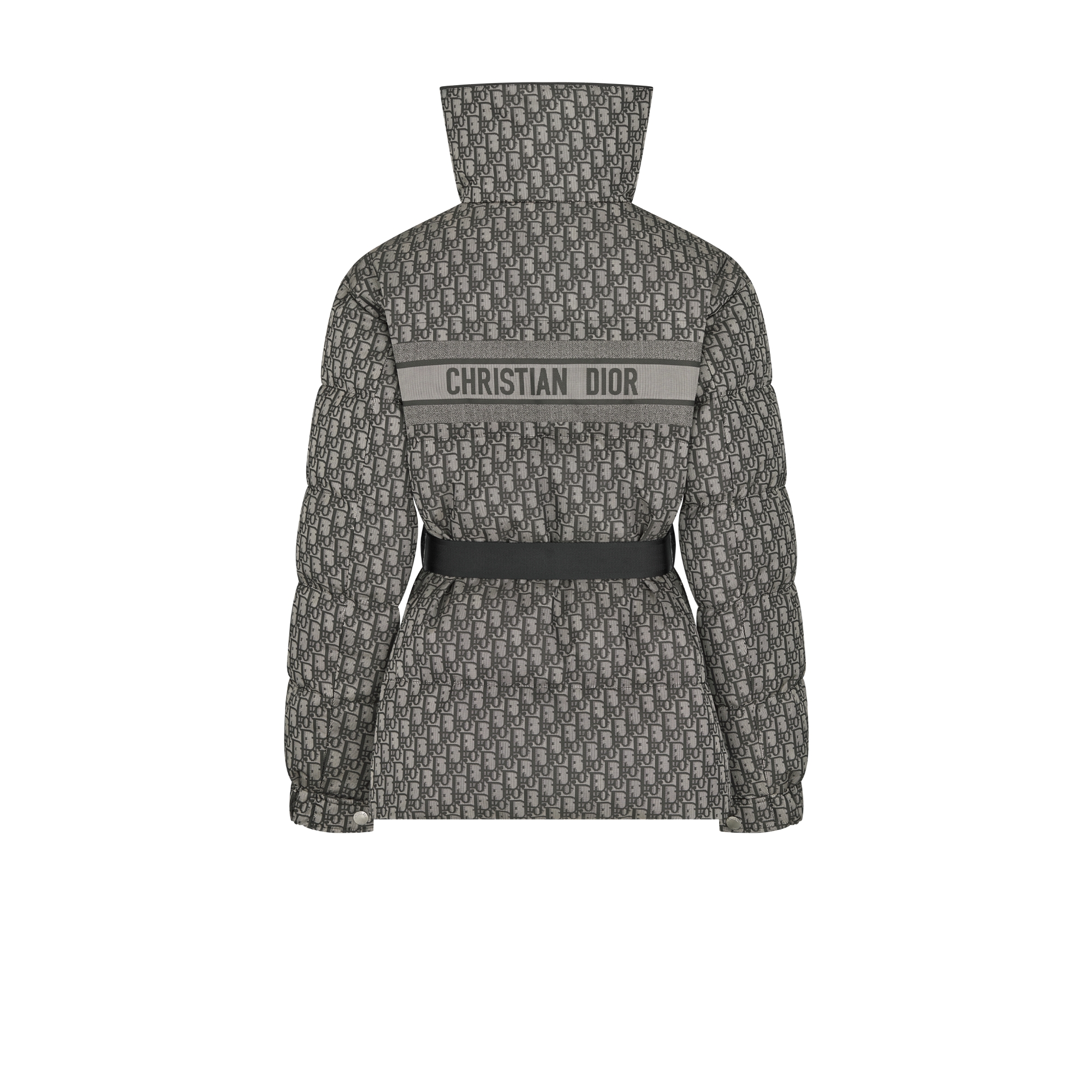 DiorAlps Belted Puffer Jacket Gray and Black Dior Oblique Quilted Technical Taffeta E08
