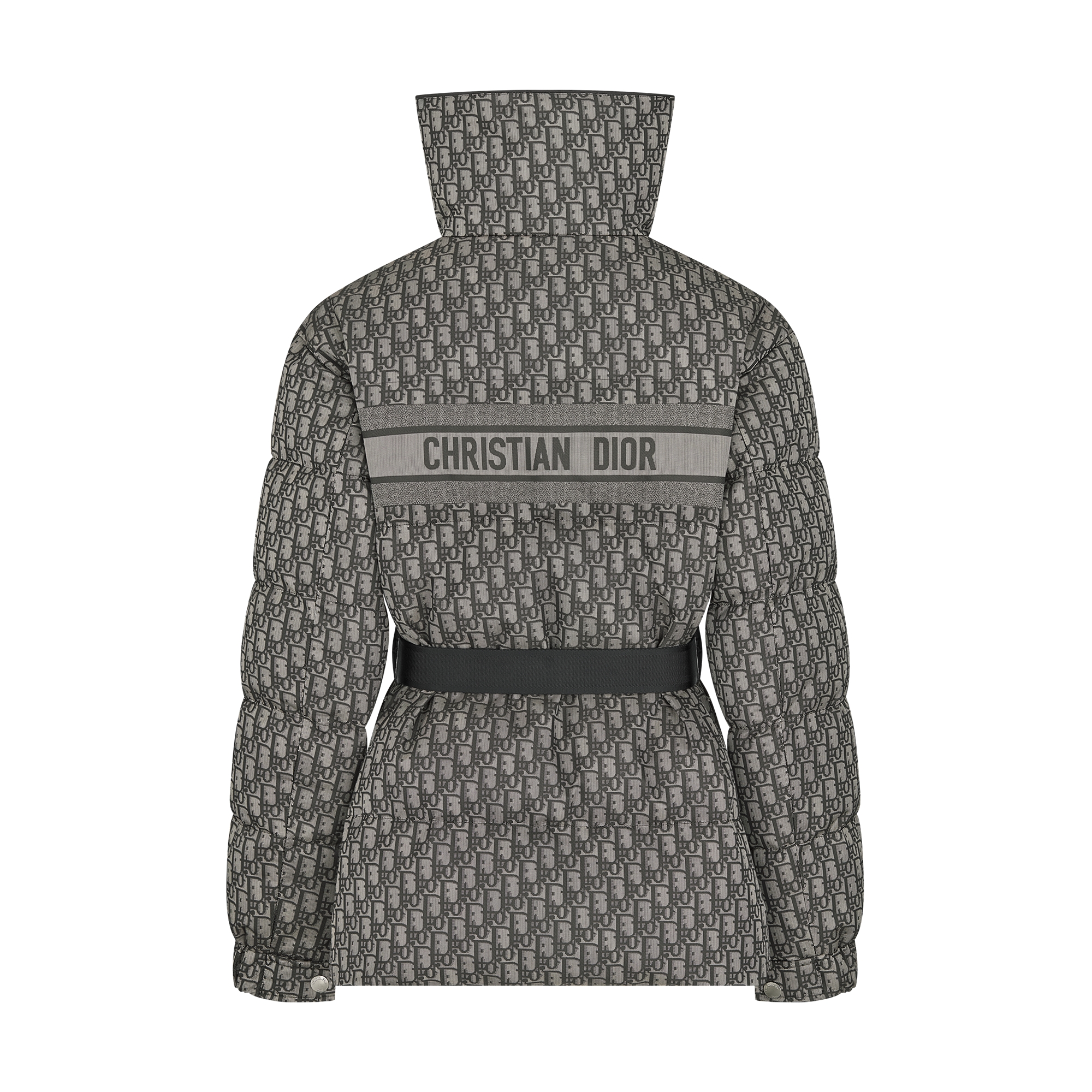 DiorAlps Belted Puffer Jacket Gray and Black Dior Oblique Quilted Technical Taffeta E08