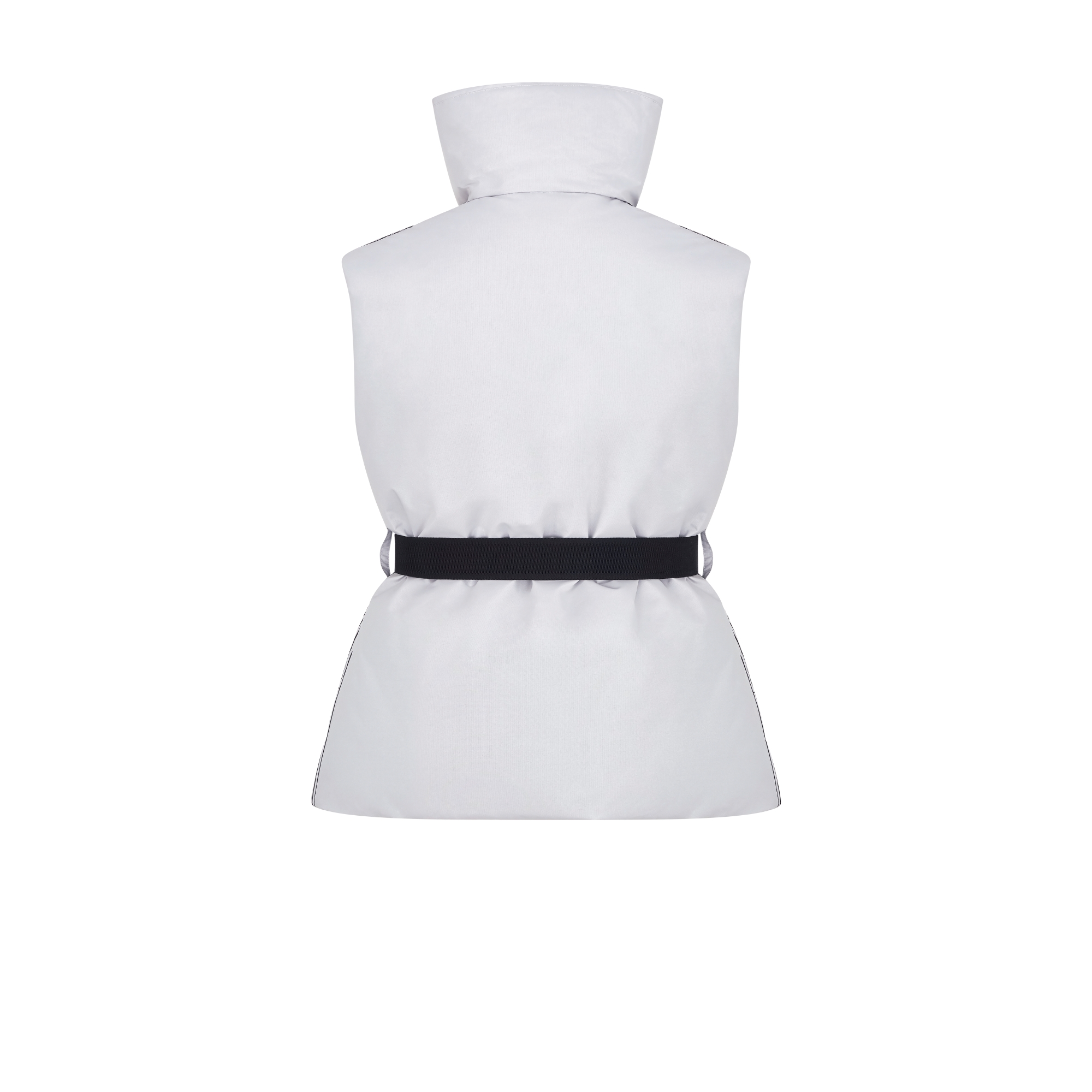 Colete doudoune DiorAlps com cinto Tafetá técnico acolchoado branco com motivo Dior Graphique preto E08