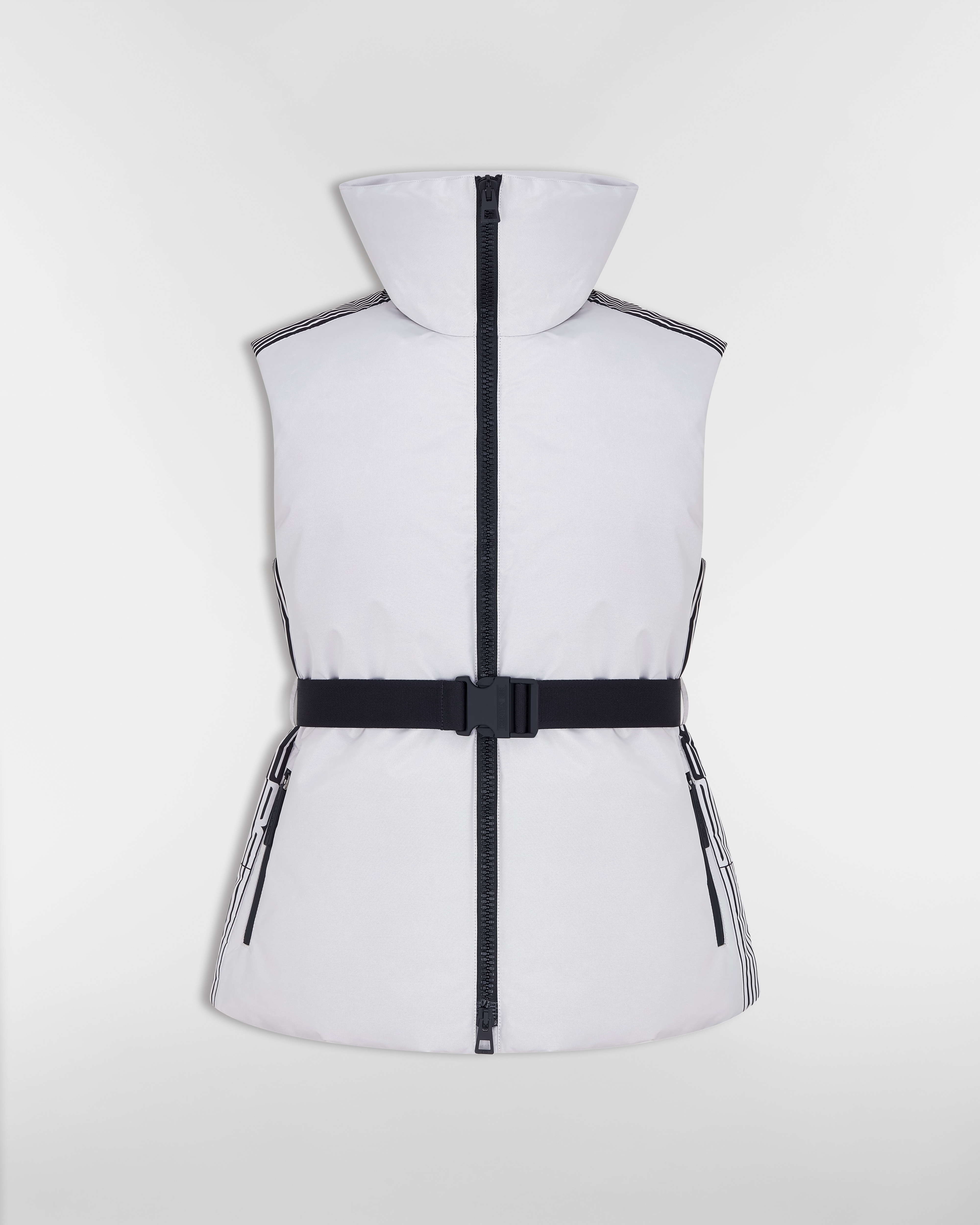 DiorAlps Belted Puffer Vest White Padded Technical Taffeta with Black Dior Graphique Motif E01