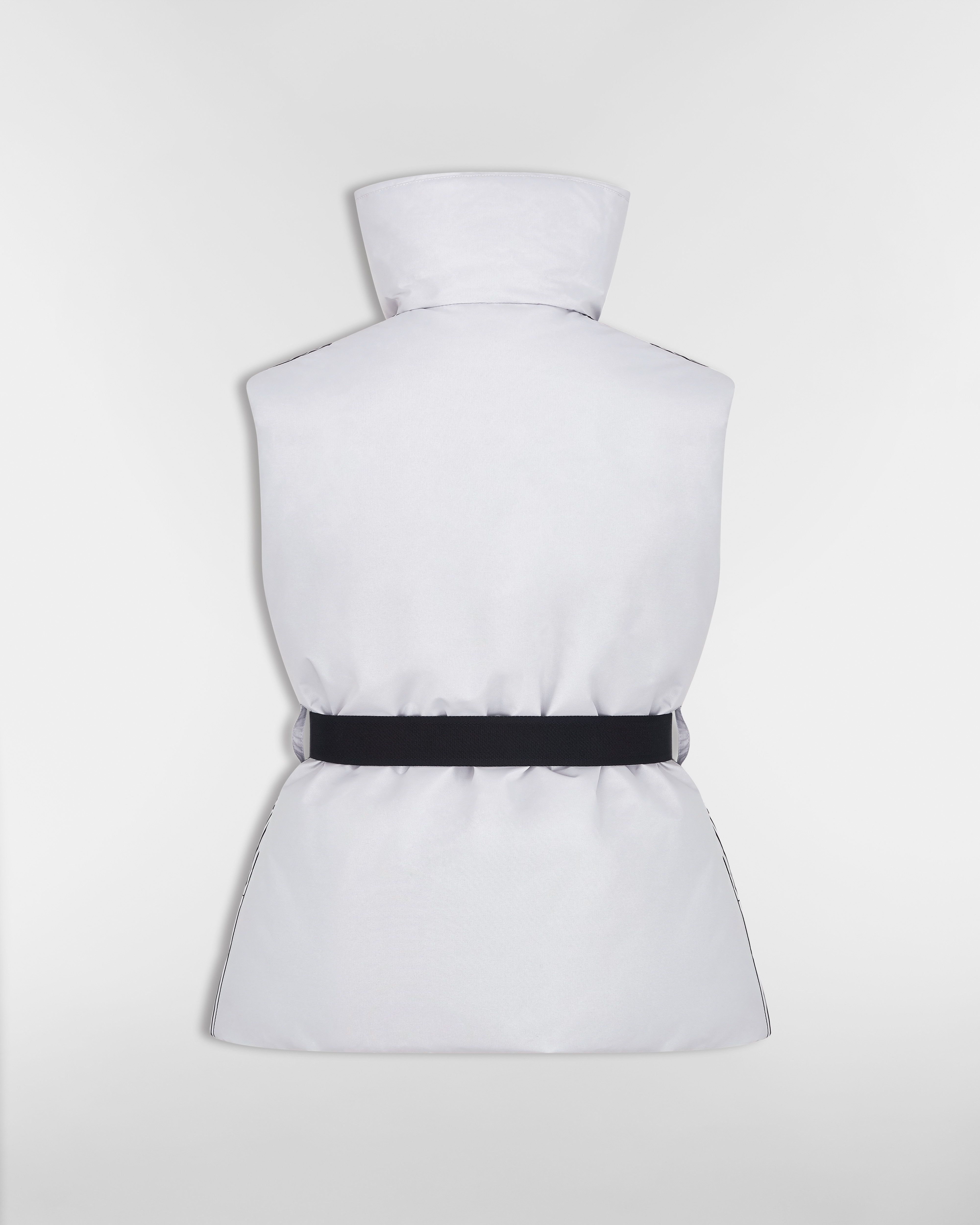 DiorAlps Belted Puffer Vest White Padded Technical Taffeta with Black Dior Graphique Motif E08