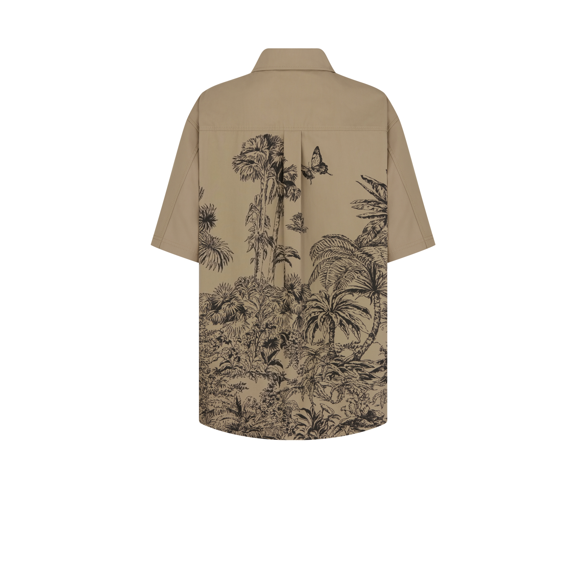 Giacca a maniche corte Dioriviera Gabardine di cotone beige con motivo Toile de Jouy Palms nero E08