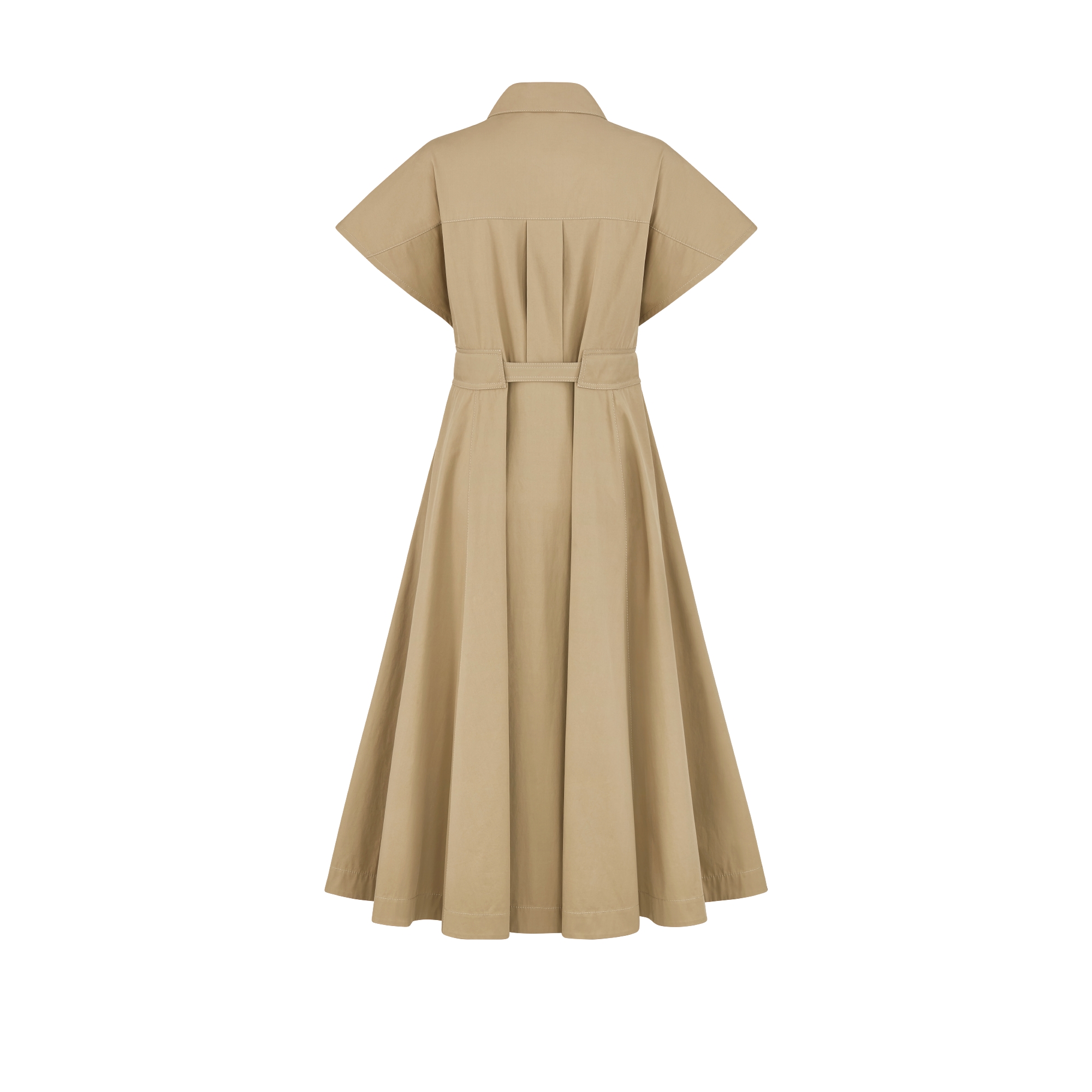 Dioriviera Mid-Length Belted Shirtdress Beige Cotton Gabardine E08