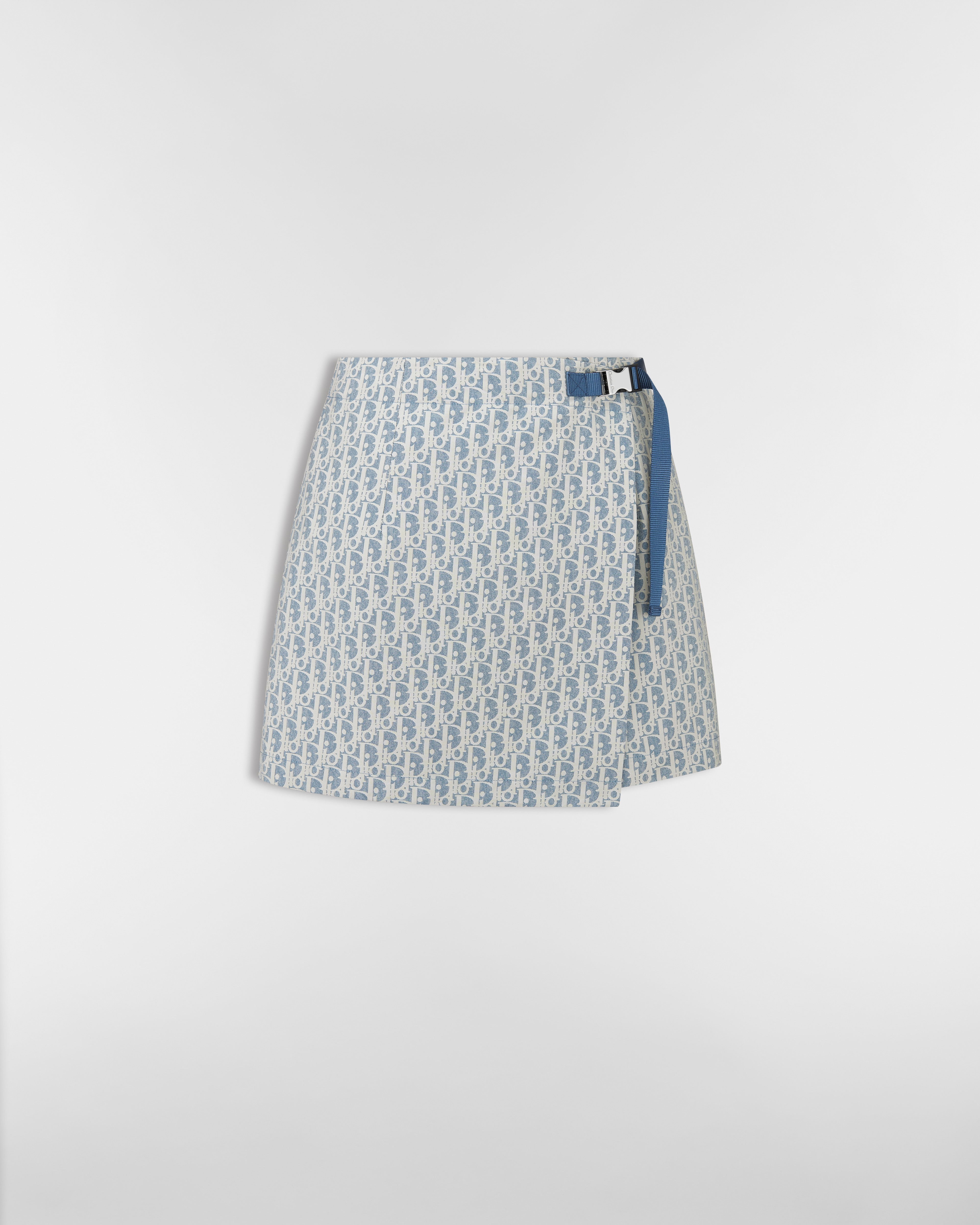 Short portefeuille Dioriviera Jacquard de taffetas technique à motif Dior Oblique bleu et blanc E01
