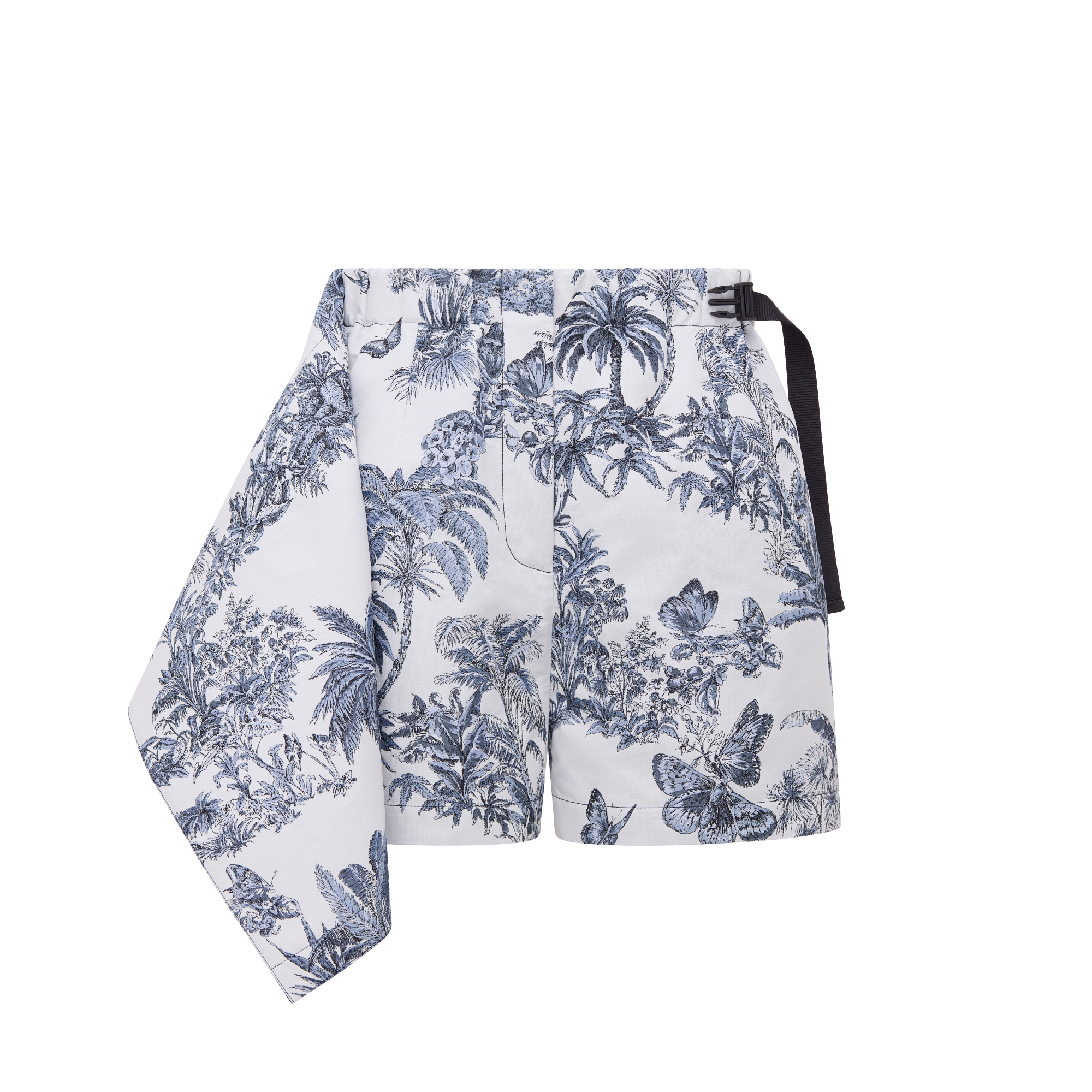 Dioriviera Skort White and Blue Toile de Jouy Palms Jacquard Technical Taffeta E09