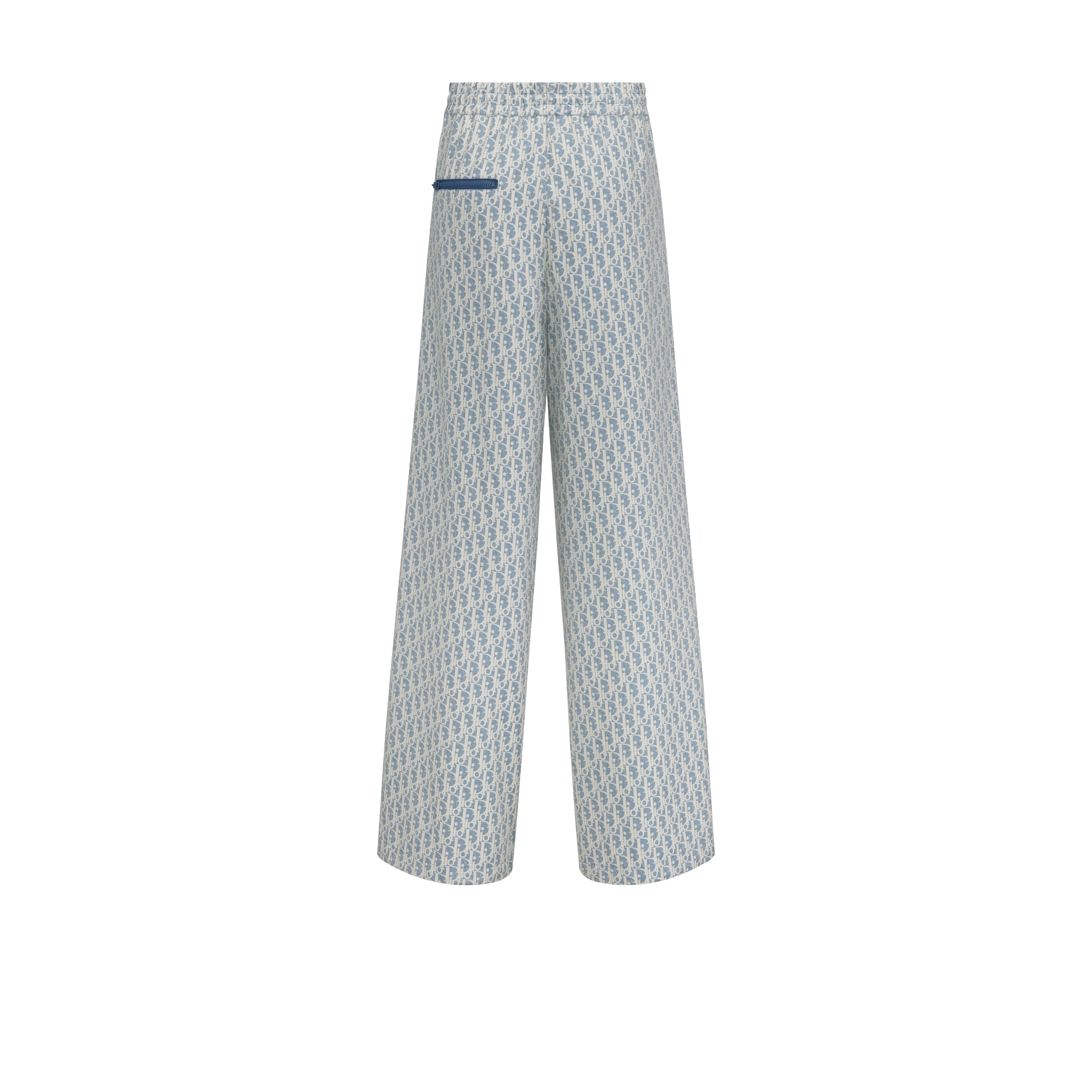 Pantalon évasé Dioriviera Jacquard de taffetas technique à motif Dior Oblique bleu et blanc E08