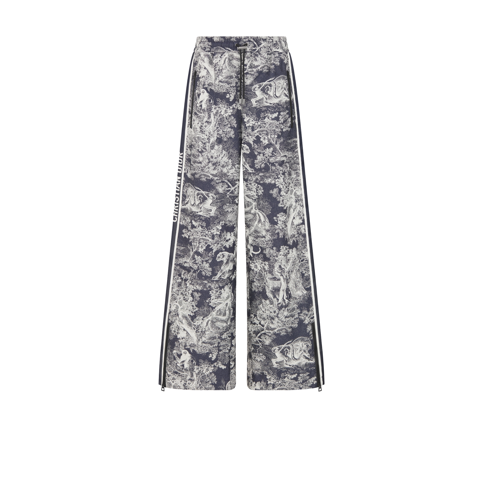 Dioriviera Schlaghose Jacquard-Funktionstaft in sattem Blau und Weiß mit Toile de Jouy Sauvage Motiv E01