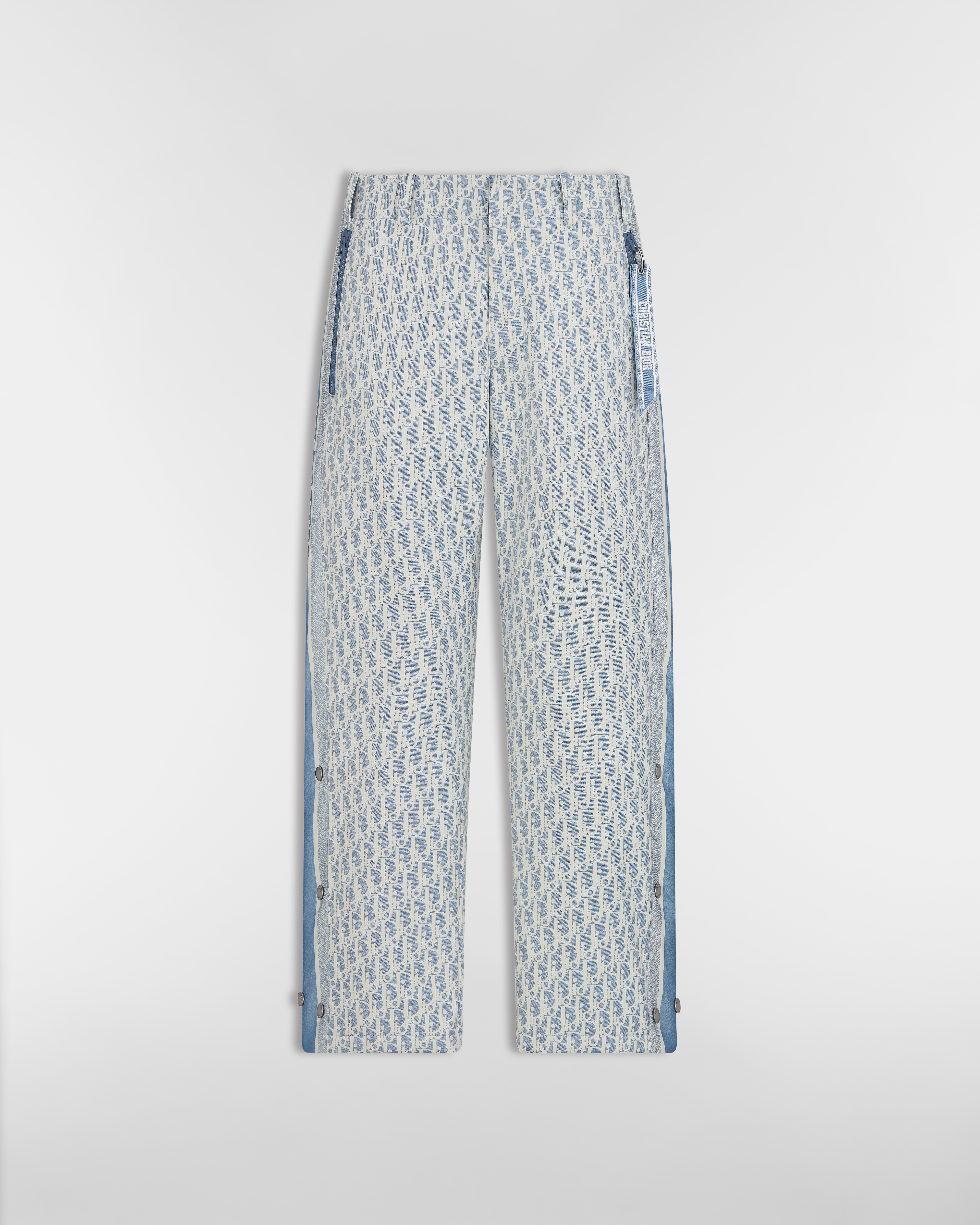 Pantaloni da sci DiorAlps Taffetà tecnico imbottito con motivo Dior Oblique blu e bianco E01