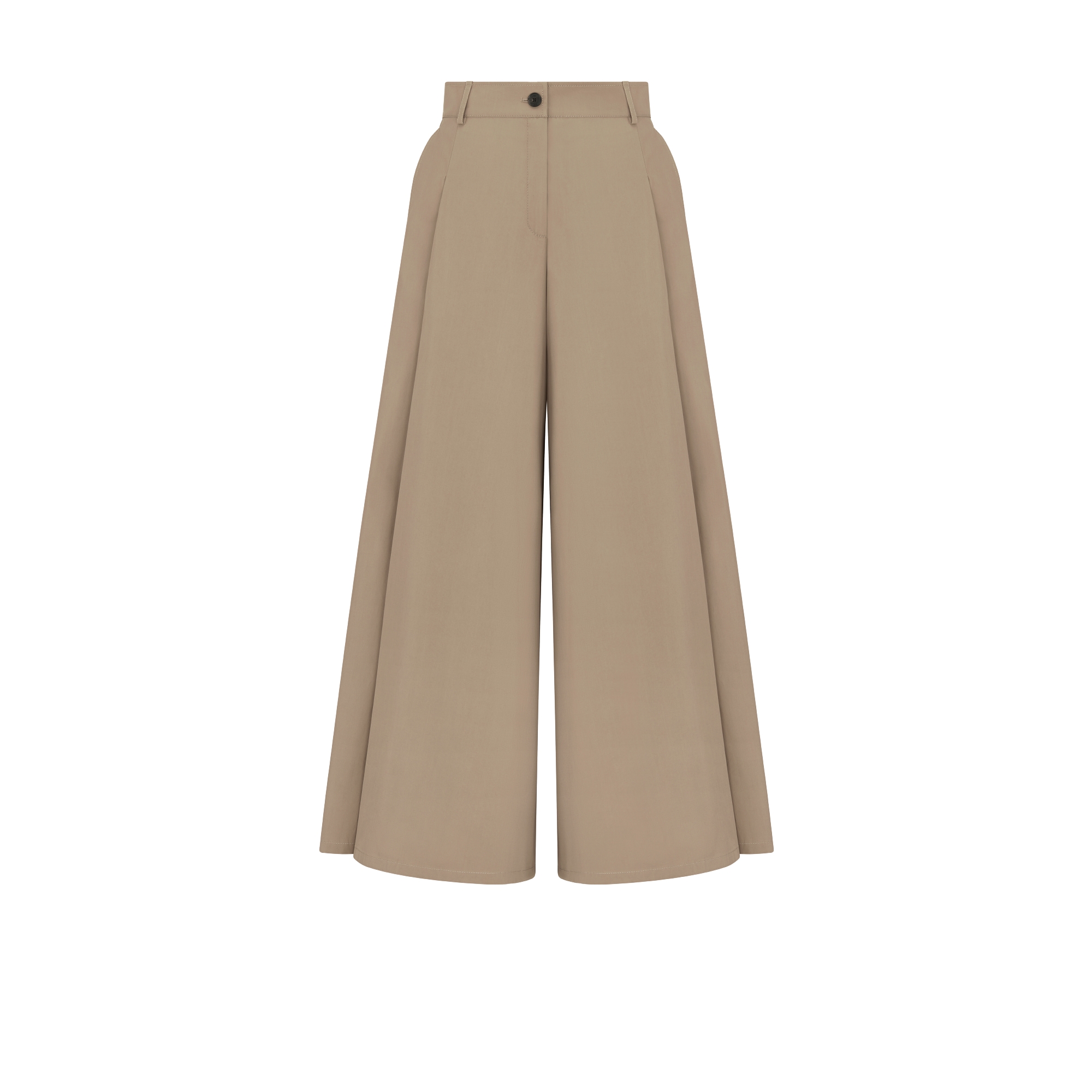 Flared Pants Beige Cotton Gabardine E01