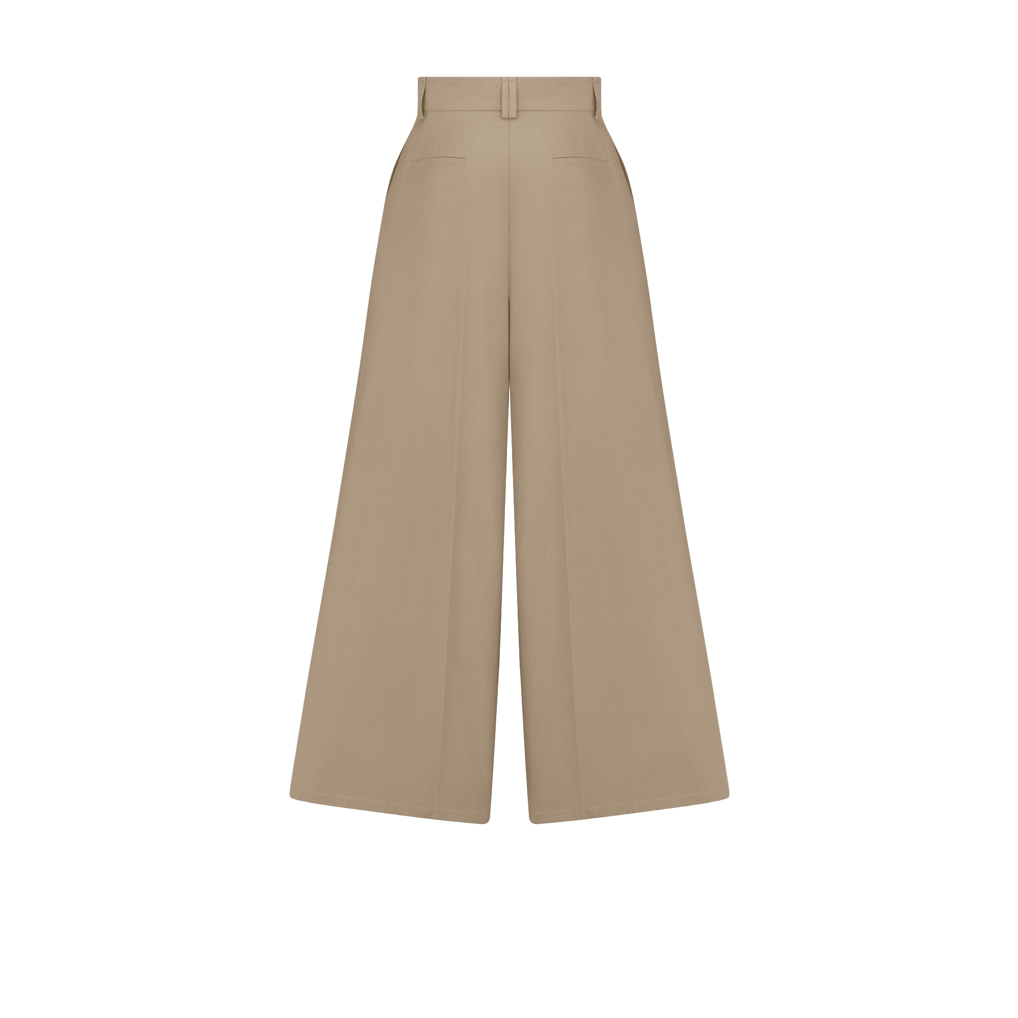 Flared Pants Beige Cotton Gabardine E08