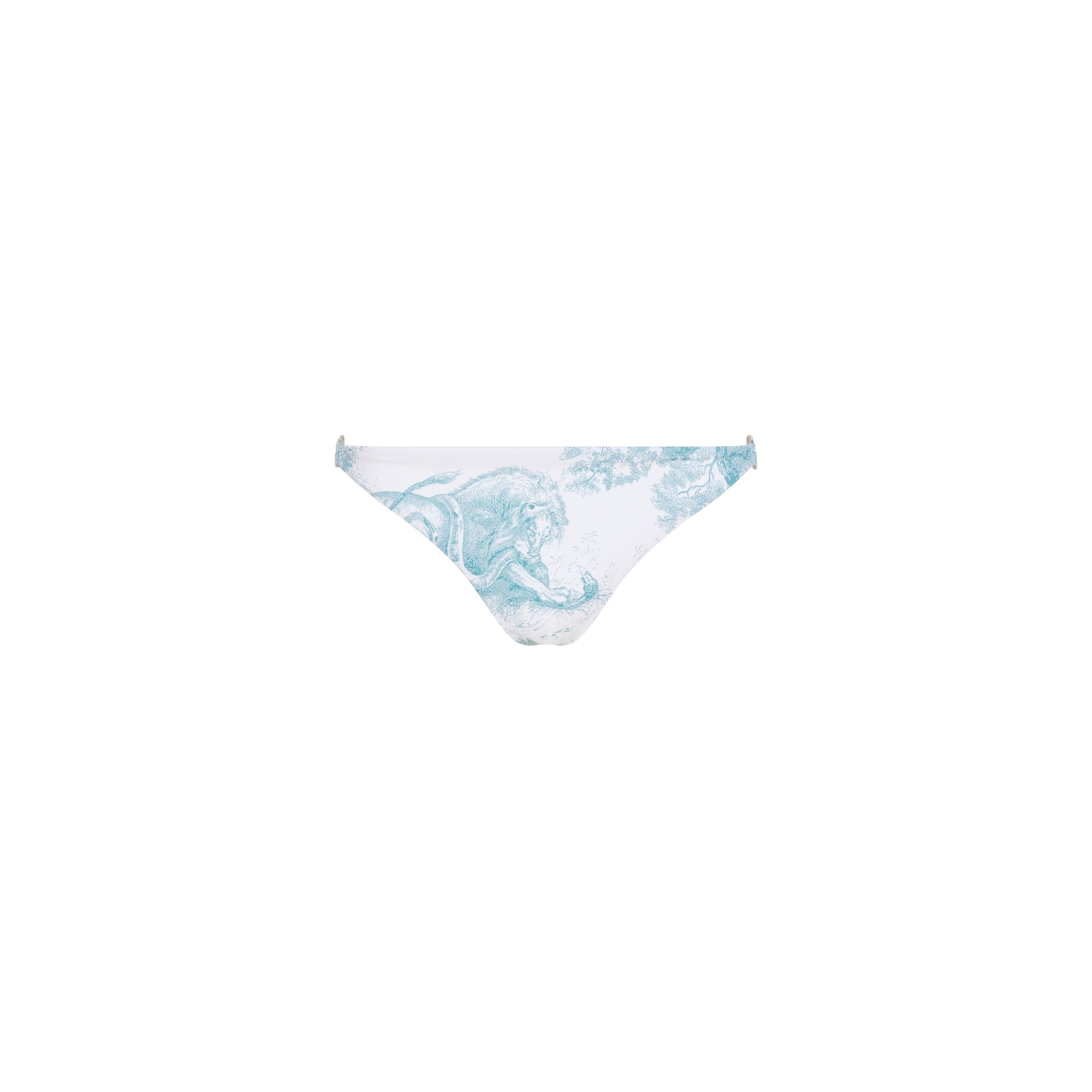 Dioriviera Bikini Bottom White Technical Fabric with Lily of the Valley Green Toile de Jouy Sauvage Motif E01