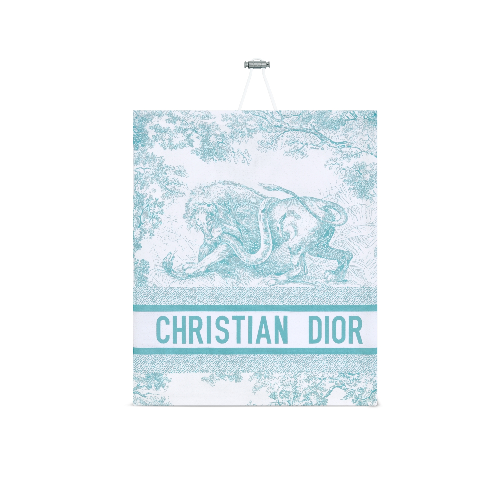 Dioriviera Bikini Bottom White Technical Fabric with Lily of the Valley Green Toile de Jouy Sauvage Motif E10