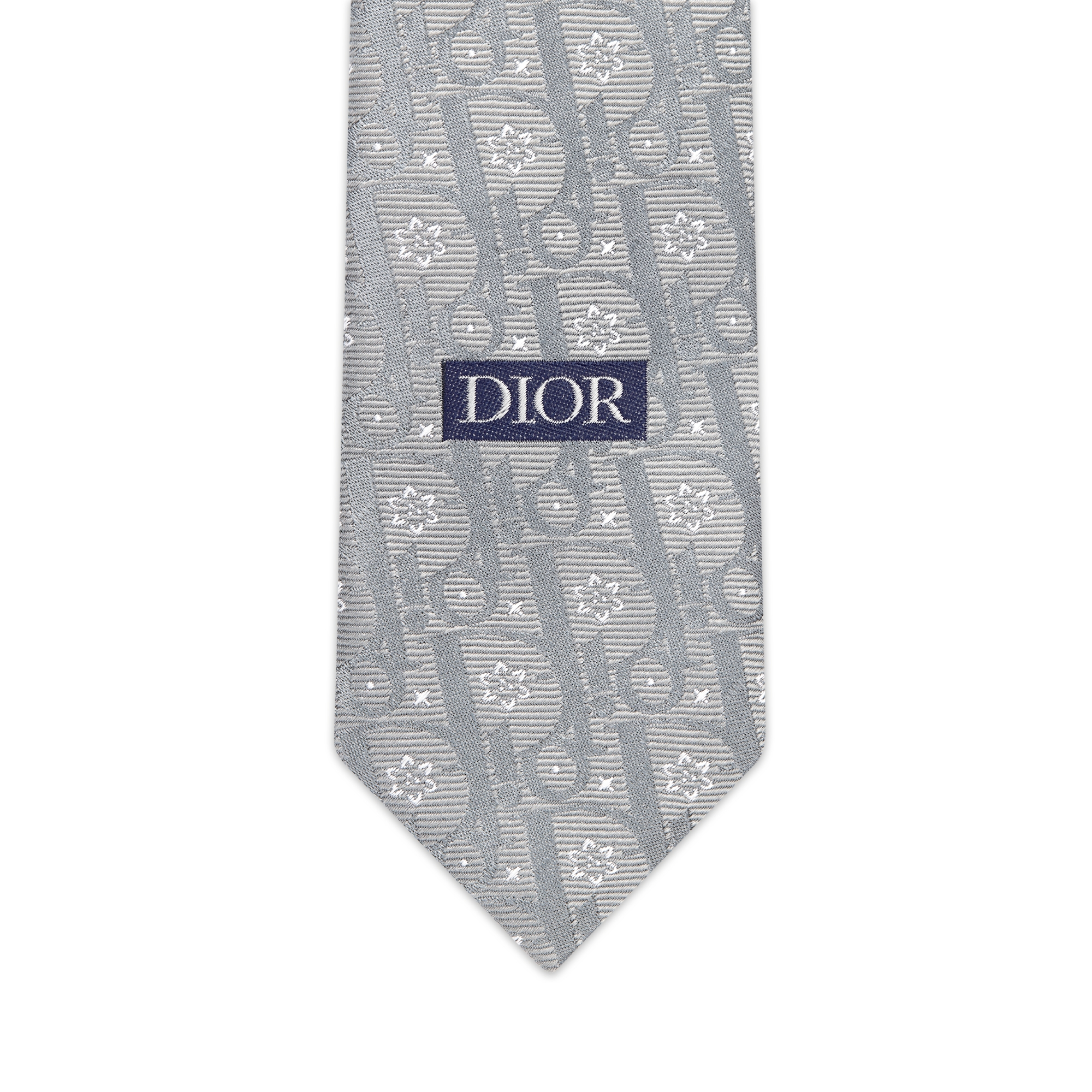 Gravata Dior Oblique Revival Seda cinza e branca E09