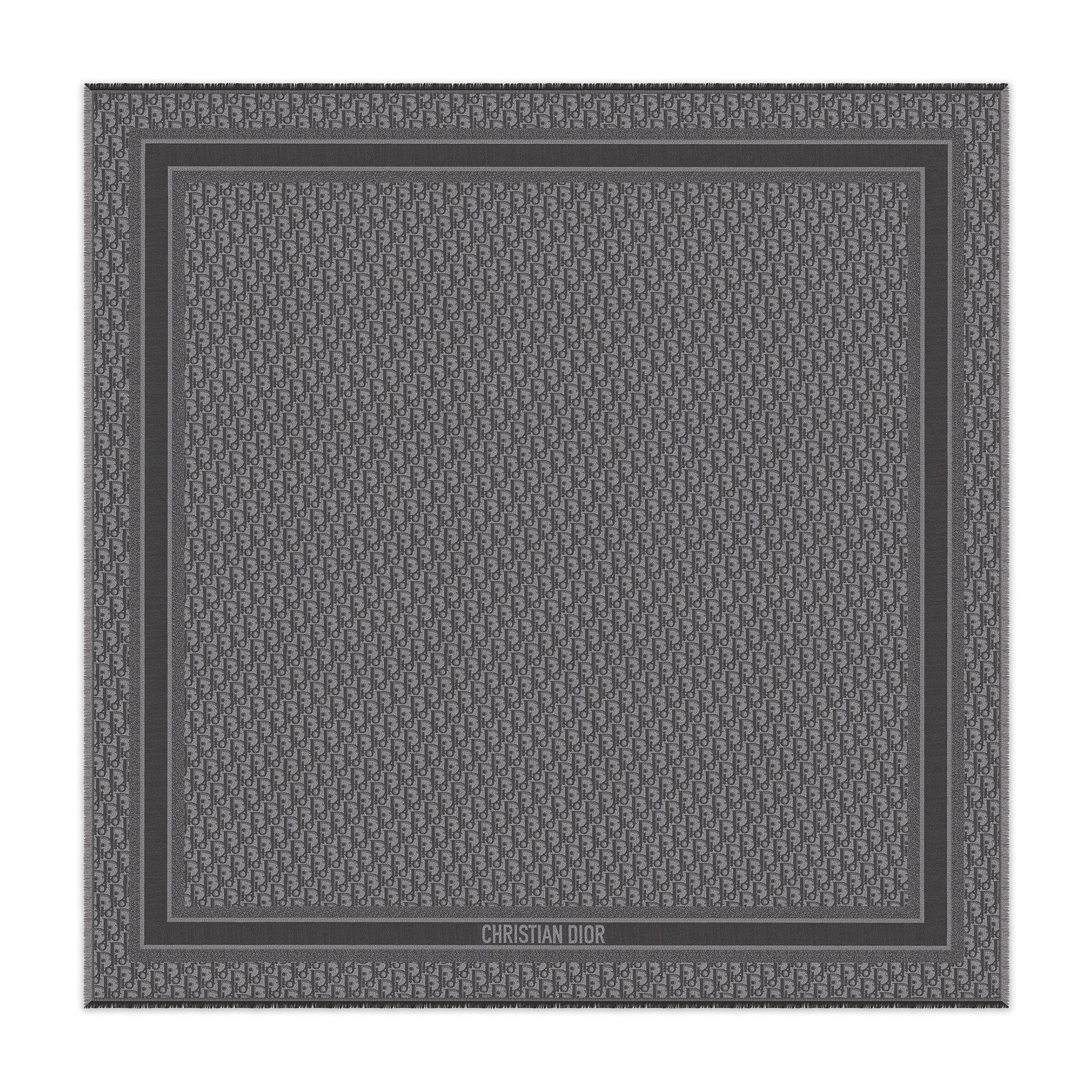 Dior Oblique 圍巾 煤灰色絲綢和羊毛 E01