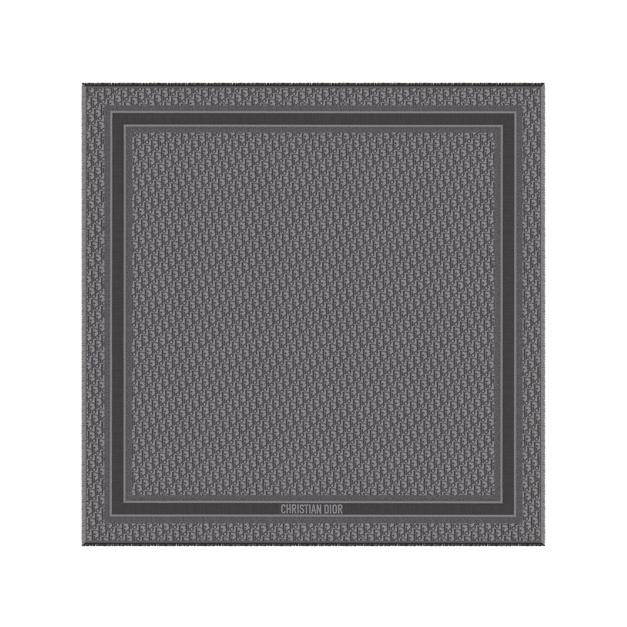 Dior Oblique Shawl Anthracite Gray Silk and Wool E01