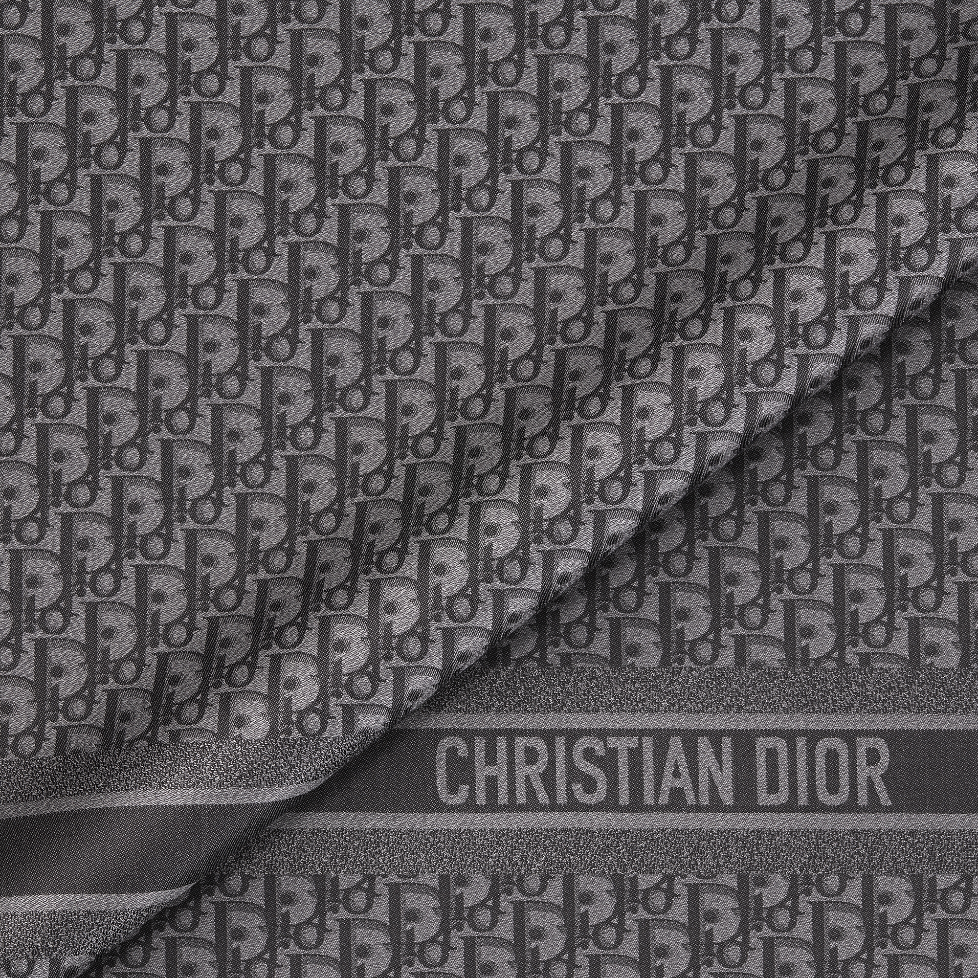 Dior Oblique Shawl Anthracite Gray Silk and Wool E09