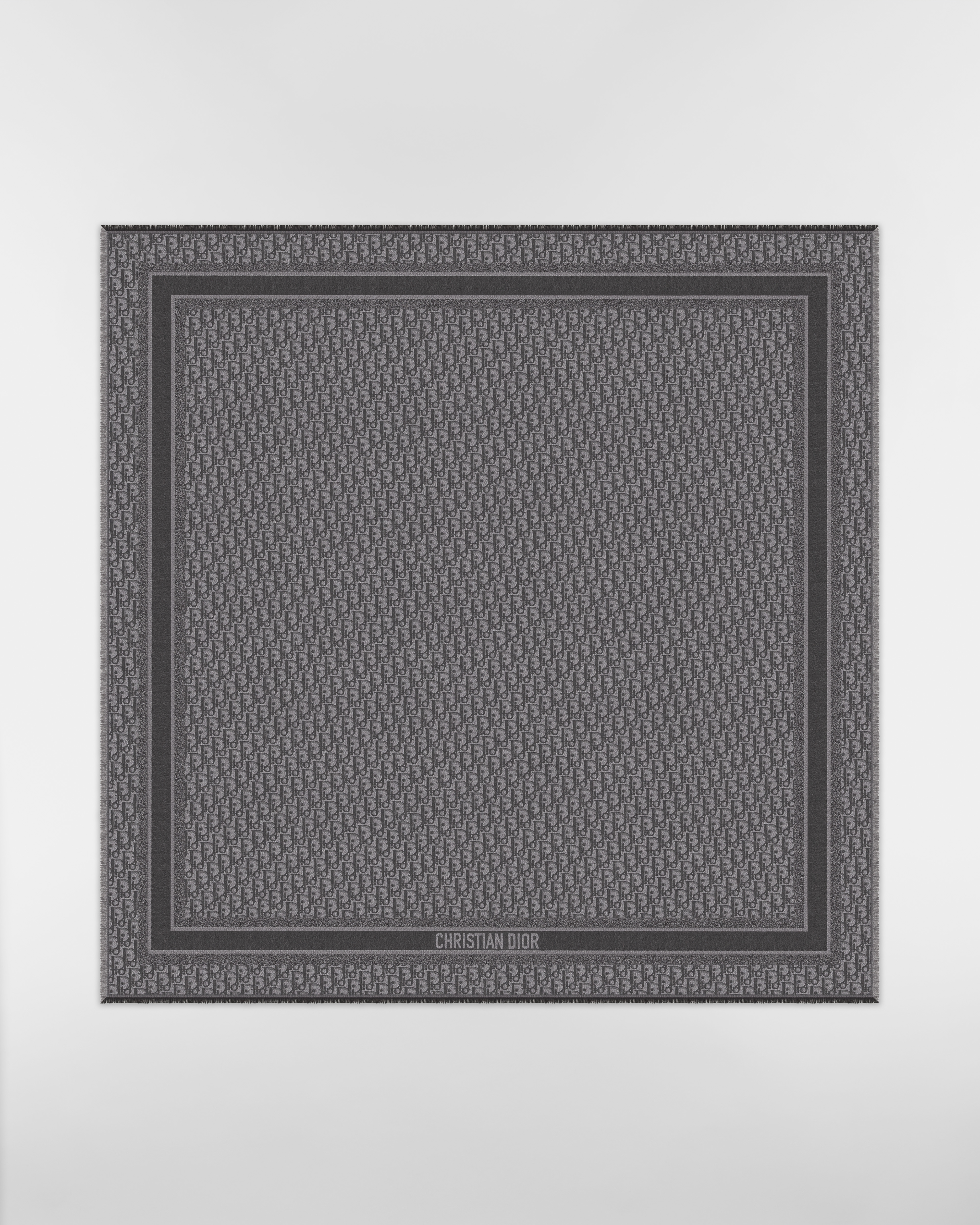 Dior 印花披肩 煤灰色桑蚕丝混纺面料 Oblique 印花 E01