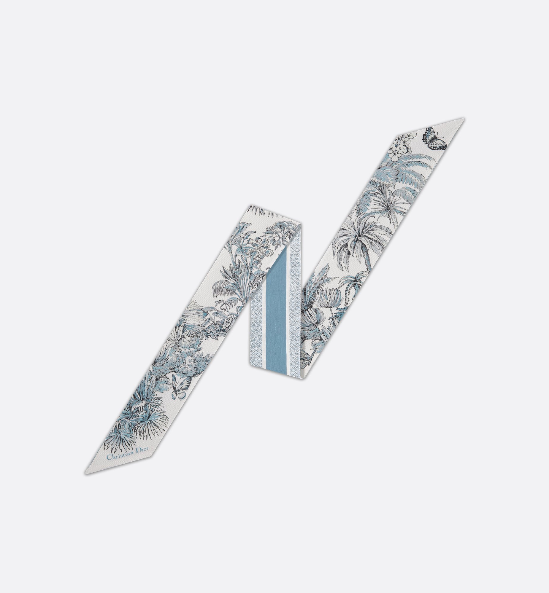 Toile de Jouy Natura Mitzah Scarf White and Light Gray Silk Toile de Jouy Natura Mitzah Scarf White and Light Gray Silk