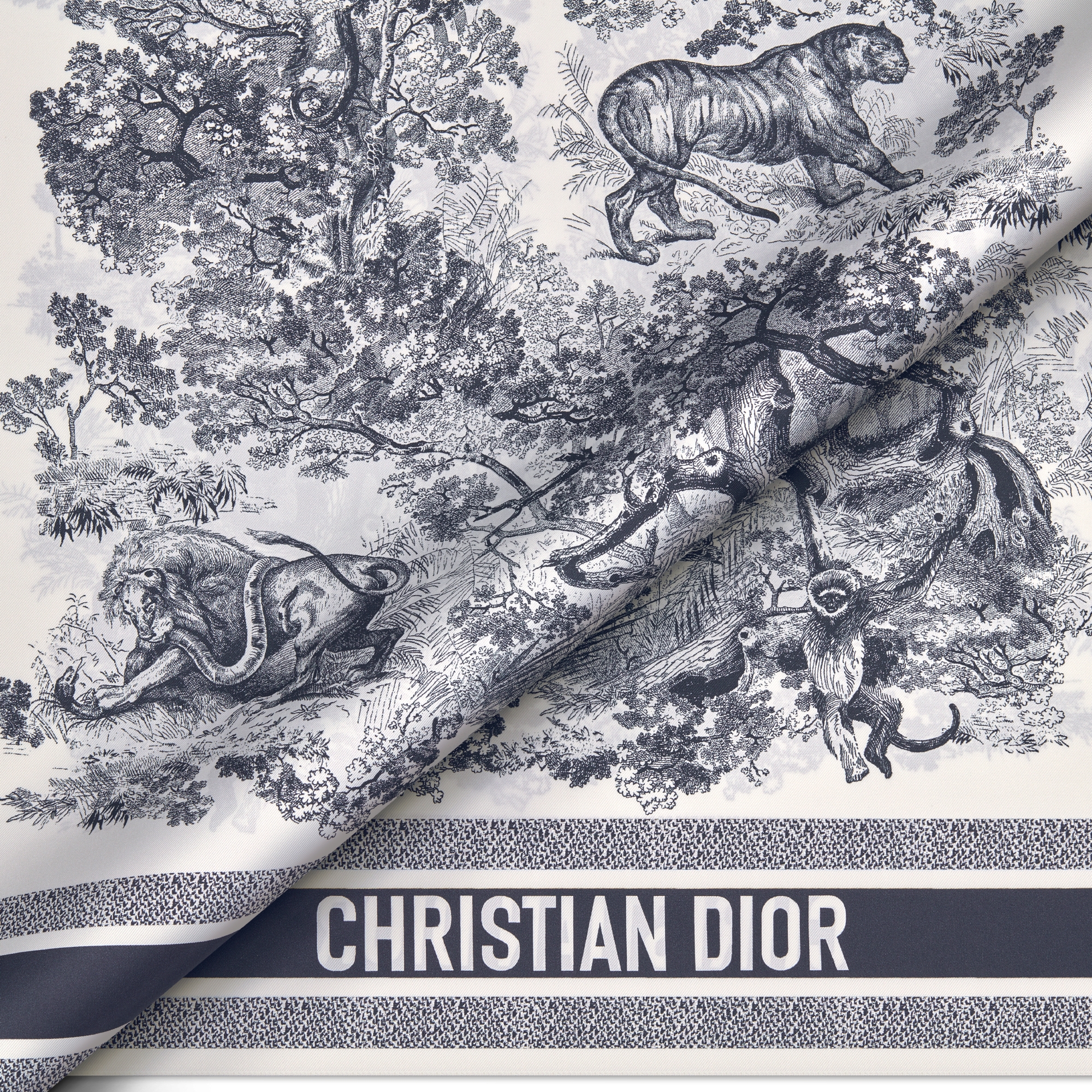 Christiaｎ Dior ２Wayブラウス SILK Toile de Jouy Sauvage Dior Silk Top Ecru and Navy Blue Silk