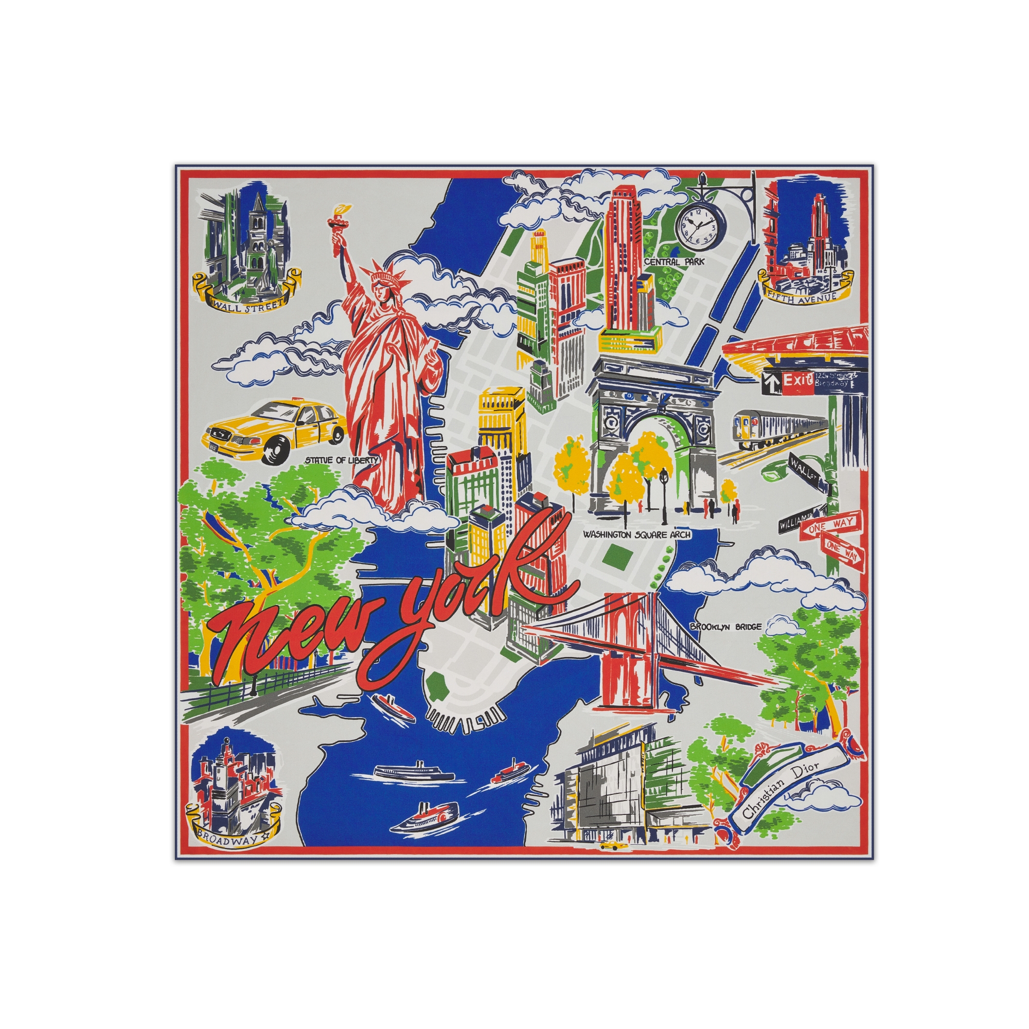 Dior Souvenir 70 Square Scarf Multicolor Silk Twill DIOR