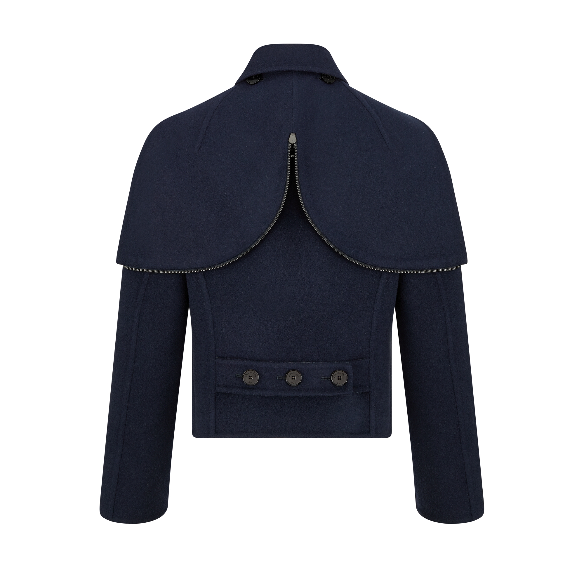 ジップフード付き ピーコート ダブルフェース バージンウール & シルク E10